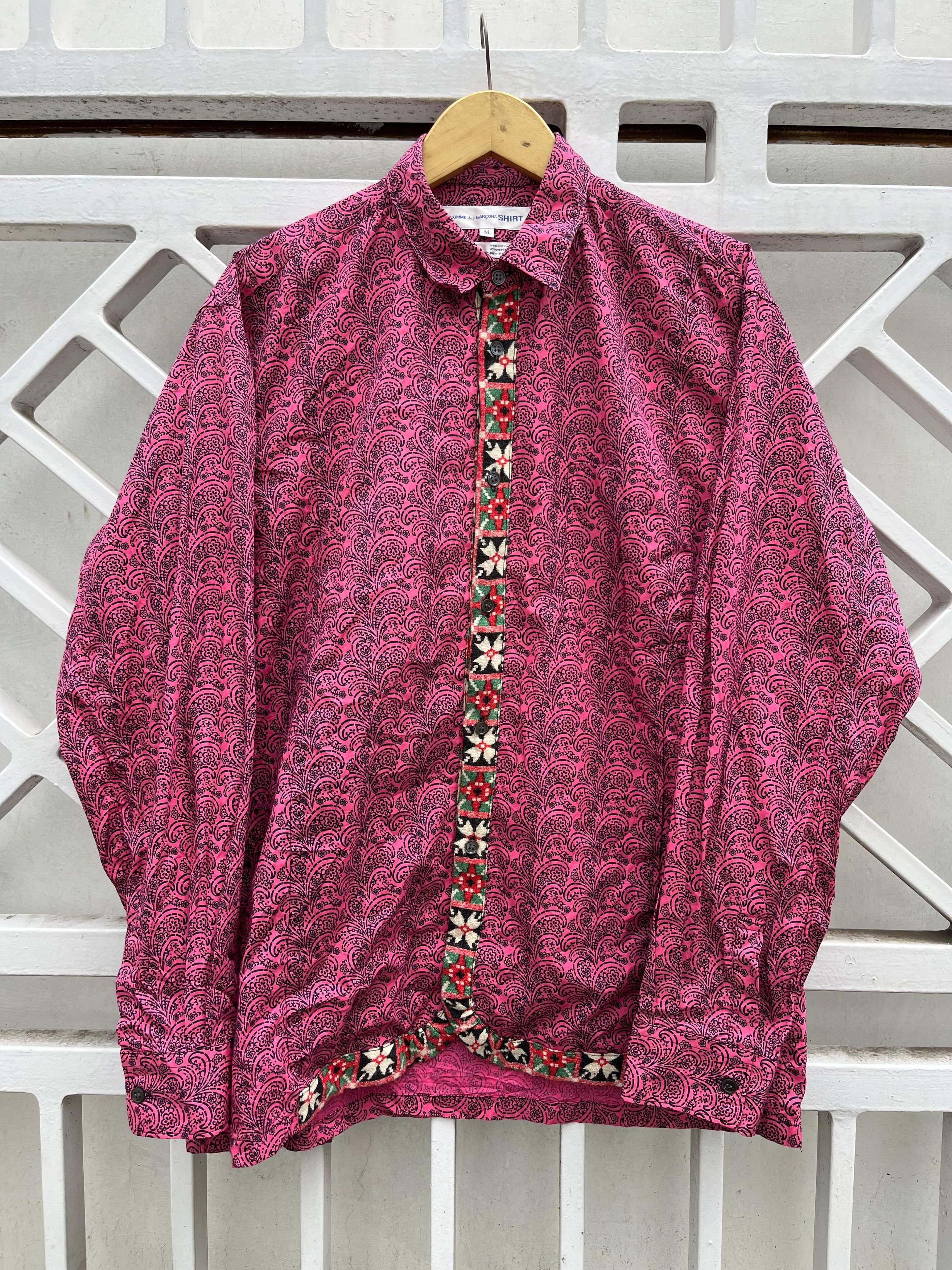 Comme des Garcons Comme Des Garcons Pink & Black Paisley Button Down Shirt Size US M / EU 48-50 / 2 - 1 Thumbnail