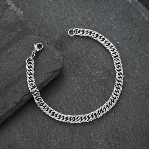 Jewelry Silver Chain Link Bracelet, Classic Men's Bracelet Size ONE SIZE - 6 Thumbnail