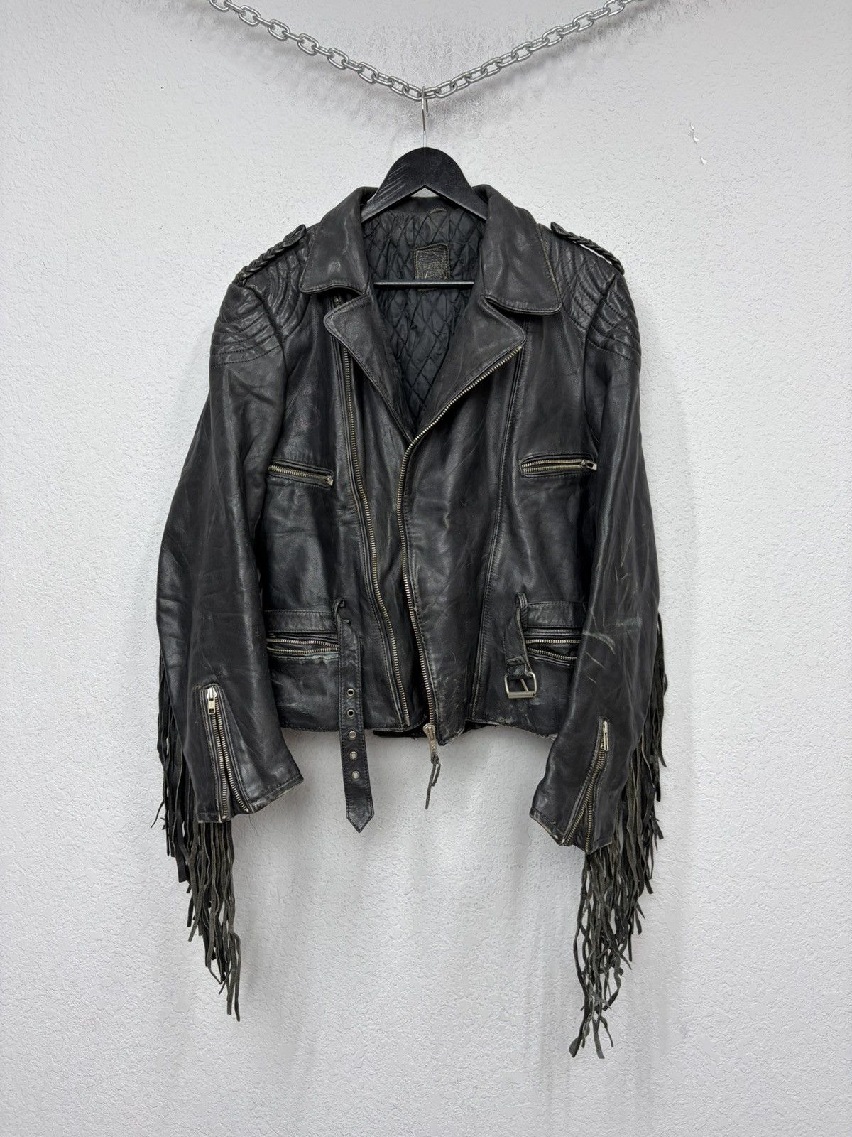 Hedi Slimane VTG Distressed Black Leather Biker Jacket Rick Owens Vibe Size US S / EU 44-46 / 1 - 10 Thumbnail