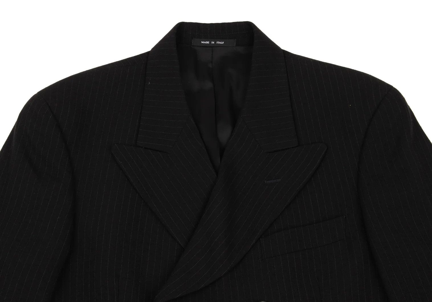 Emporio Armani Pinstripe Wool Double Jacket in Dark Navy Size 48 Size US M / EU 48-50 / 2 - 2 Thumbnail