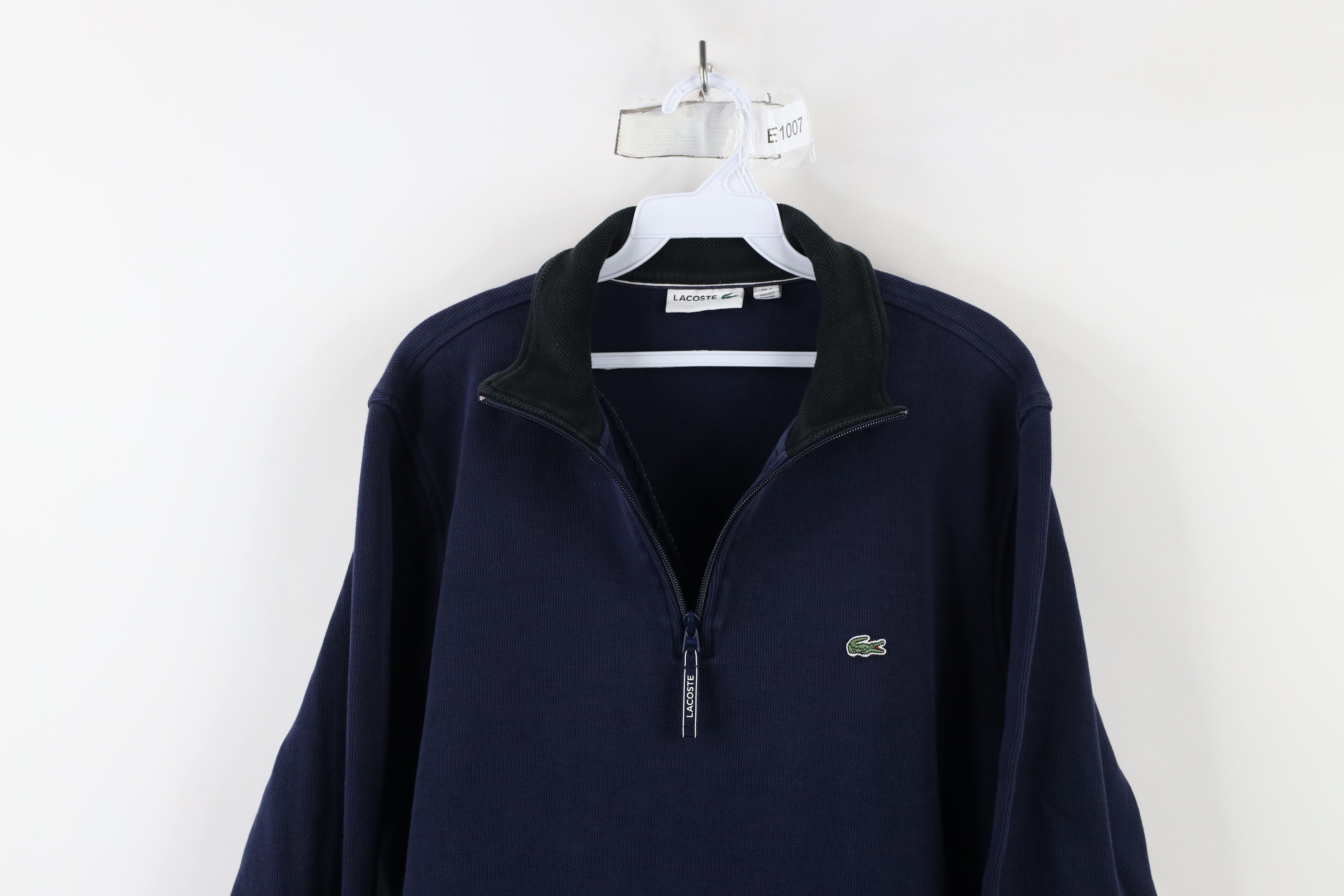 Lacoste × Vintage Lacoste Logo Cotton Ribbed Knit Half Zip Pullover Sweater Size US XXL / EU 58 / 5 - 2 Thumbnail