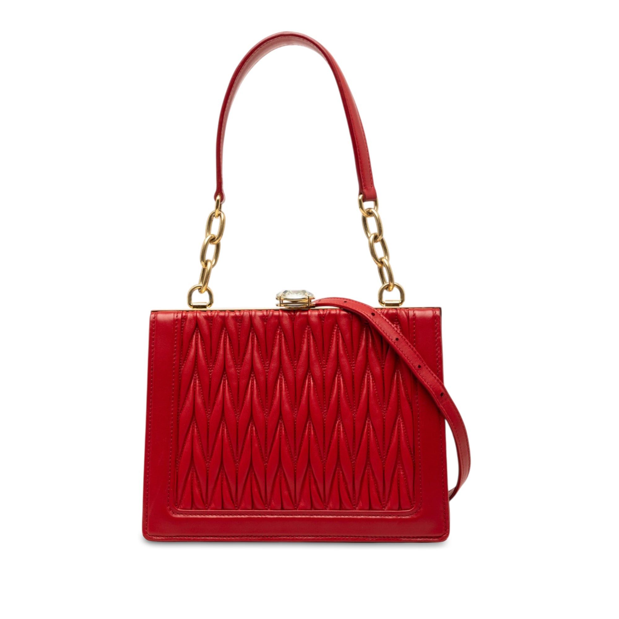 Miu Miu Matelasse Lambskin Kiss Lock Solitaire Satchel Size ONE SIZE - 1 Thumbnail