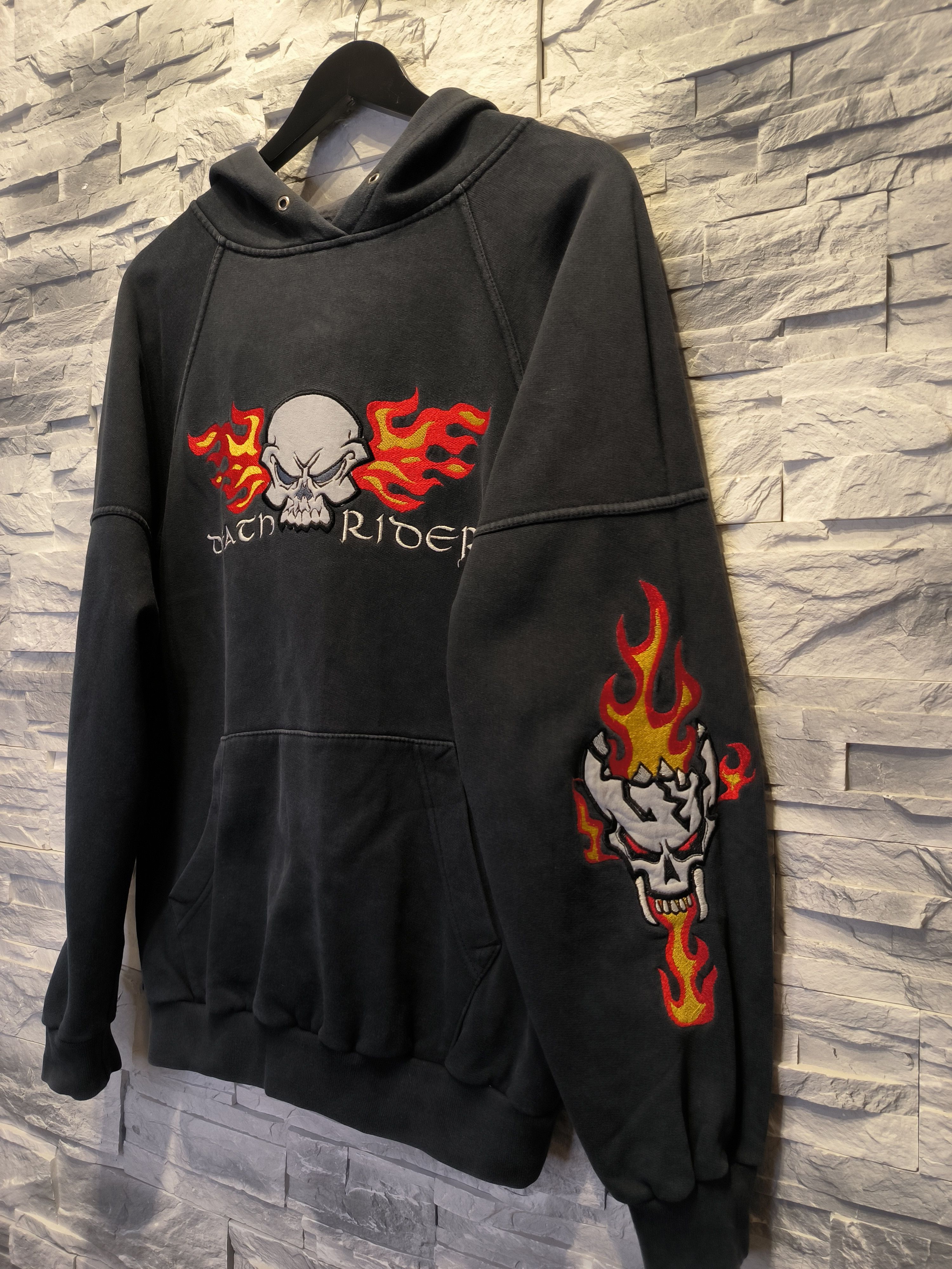 Vintage Vintage Death Rider Hoodie Skull Logo Flames Racing Size US M / EU 48-50 / 2 - 2 Thumbnail