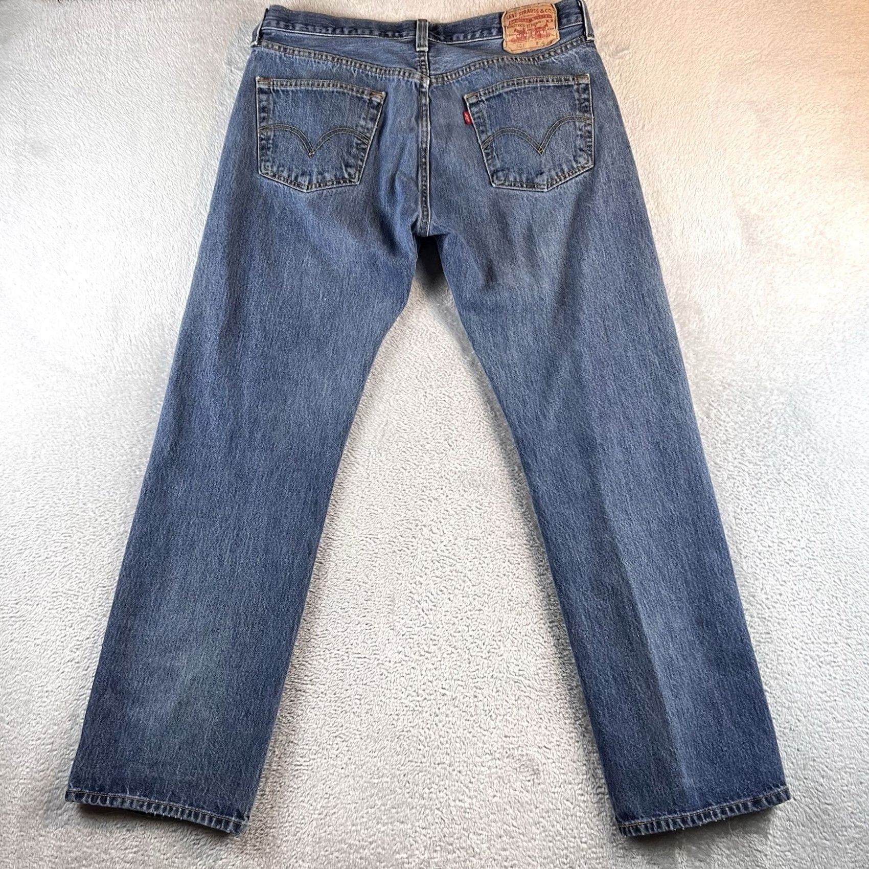 Levi's Levi's 501 Jeans Mens 36x32 Blue Regular Straight Button Fly Denim Size US 36 / EU 52 - 2 Thumbnail