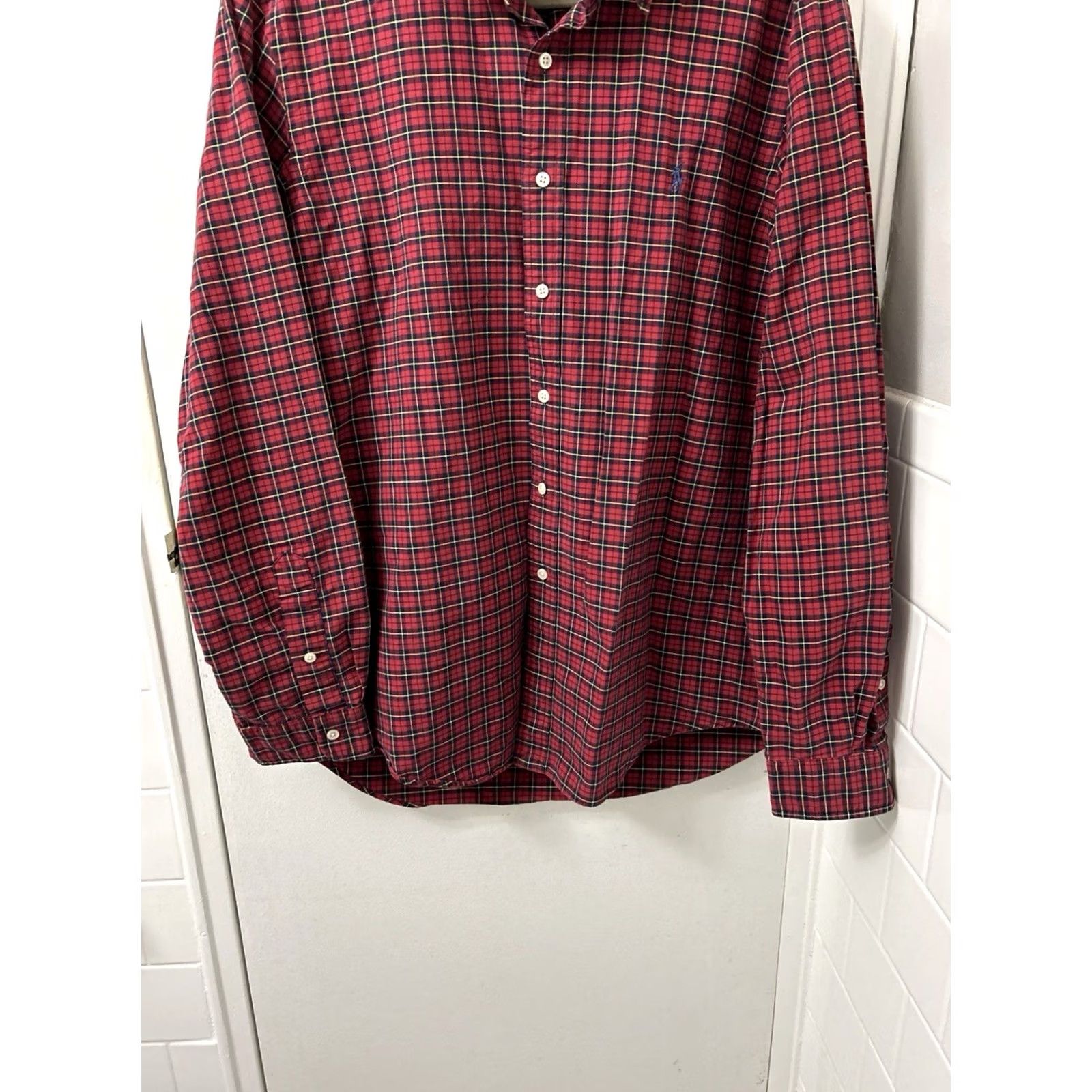 Ralph Lauren Ralph Lauren Shirt Mens L Red Plaid Button-Down Long Sleeve Oxford Navy Pony Embroidered Classic Preppy Casual Business Travel Size US L / EU 52-54 / 3 - 3 Thumbnail