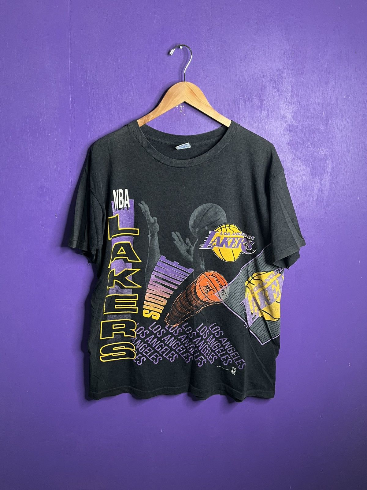NBA × Salem Sportswear × Vintage Vintage 90s Salem sportswear LA lakers AOP t-shirt Size US L / EU 52-54 / 3 - 1 Thumbnail