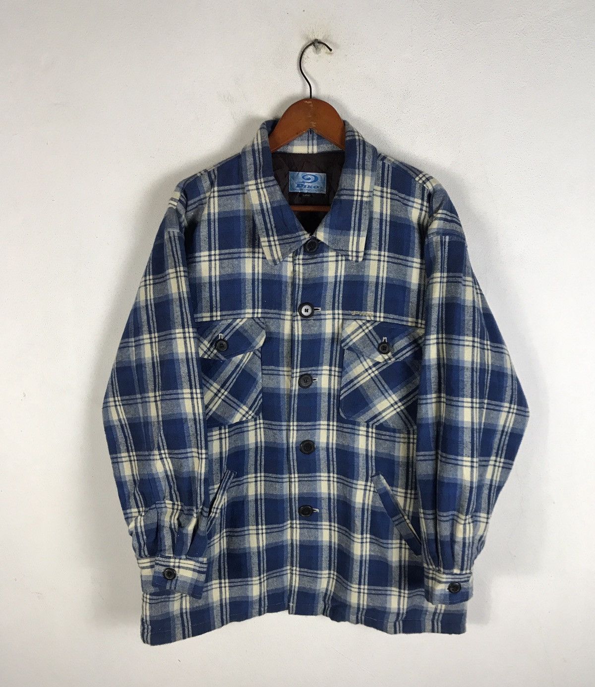 トップス 90s PIKO check shirt jacket blue 90s PIKO check shirt jacket blue