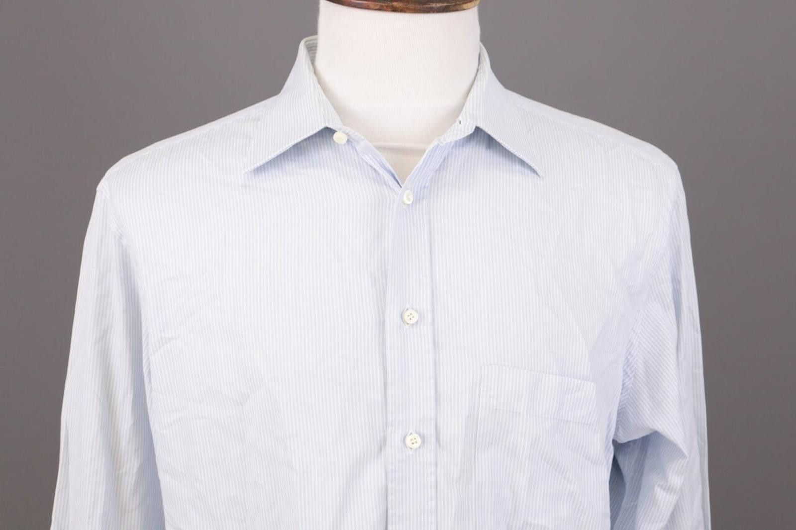 Ermenegildo Zegna Ermenegildo Zegna Blue Pinstripe Shirt Size 43 / 17 Size US M / EU 48-50 / 2 - 2 Thumbnail