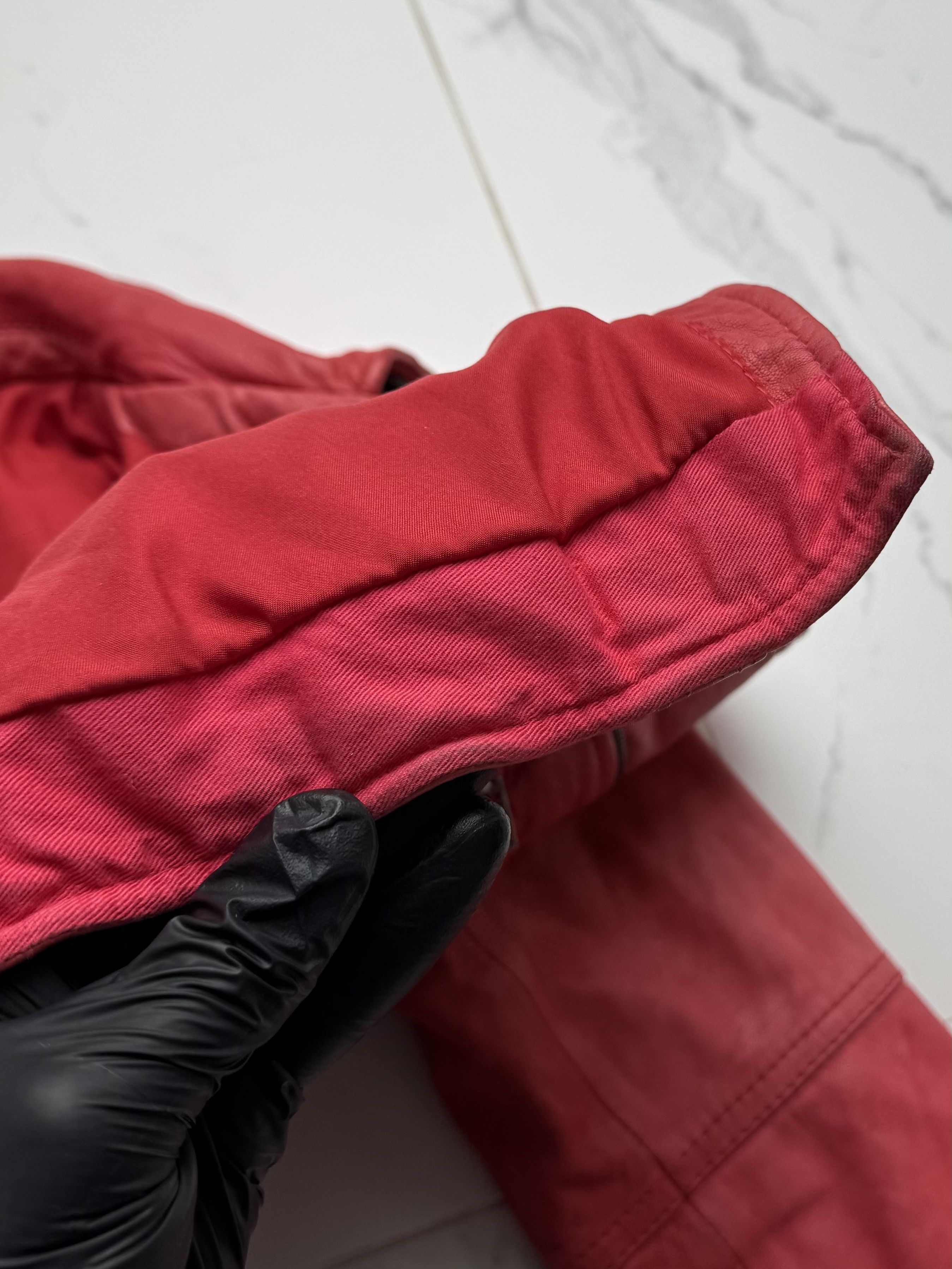 Leather Y2K Red Leather Biker Jacket Cropped Moto Zip Up Slim Fit Size XS / US 0-2 / IT 36-38 - 14 Thumbnail