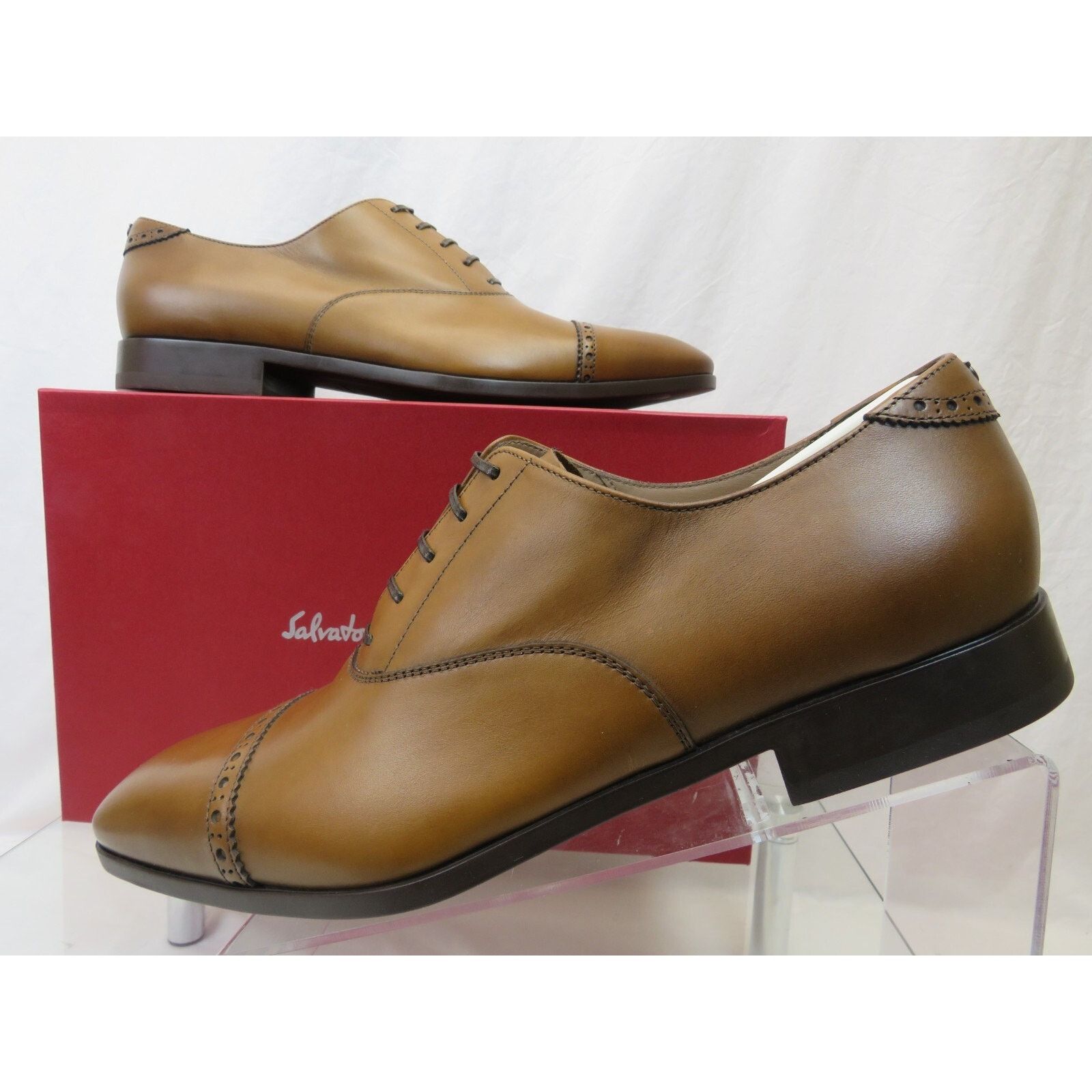 Salvatore Ferragamo FERRAGAMO BOSTON BROWN BROGUE LEATHER GANCINI OXFORDS 10.5 E Size US 11.5 / EU 44-45 - 9 Thumbnail