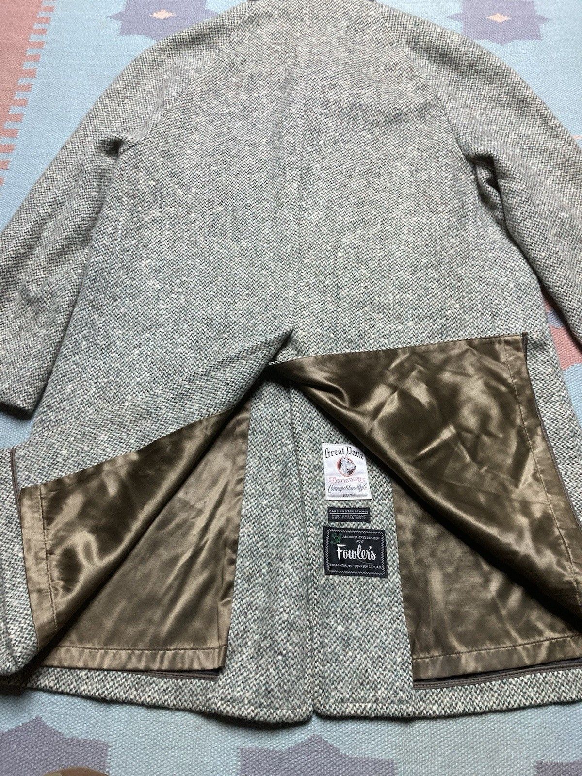 Vintage 60s wool overcoat trench Great Dane Harris tweed men's large Size US L / EU 52-54 / 3 - 7 Thumbnail