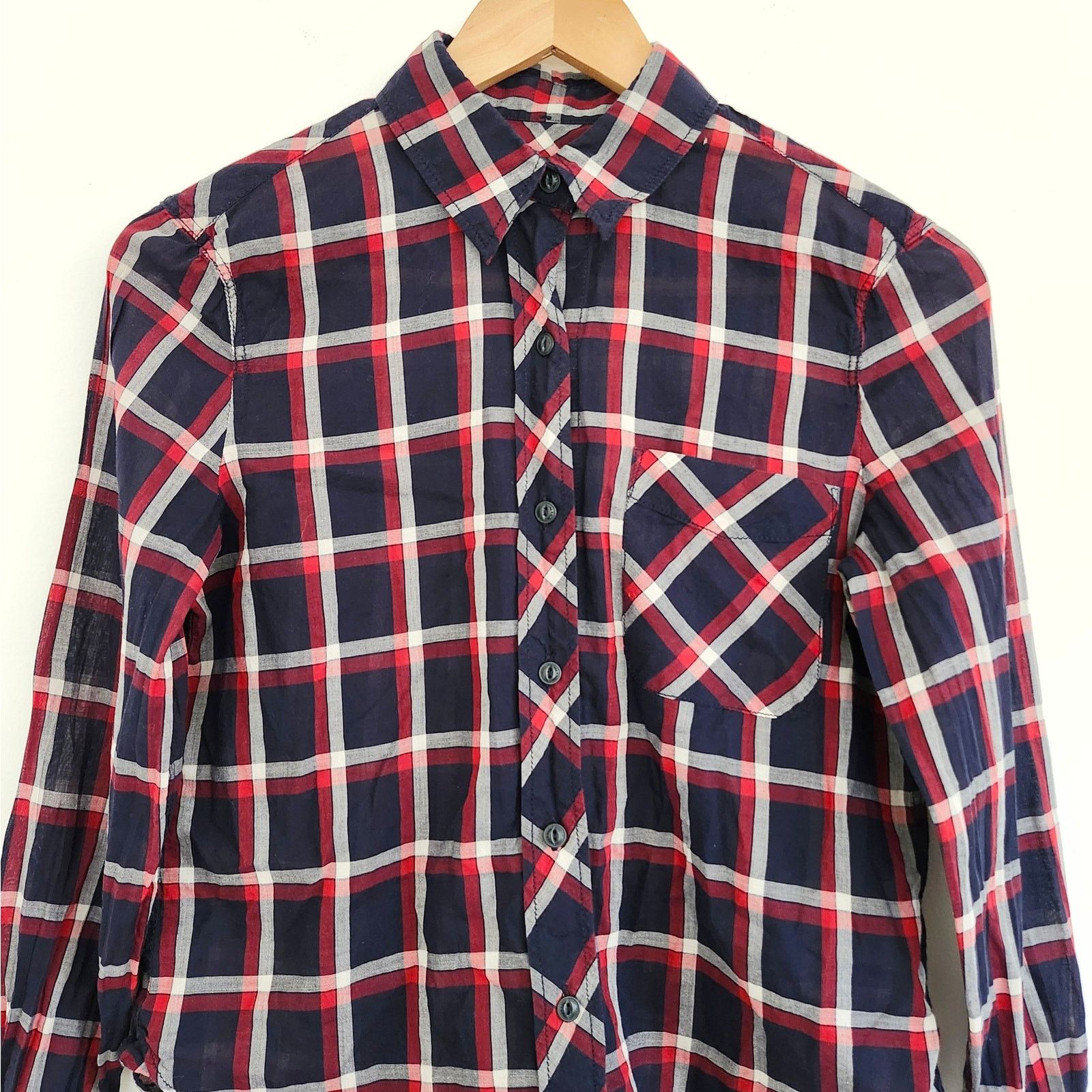 Rag & Bone Rag & Bone Robbie Plaid Cotton Long Sleeve Blouse Sz XXS Size XXS / US 00 / IT 34 - 2 Thumbnail