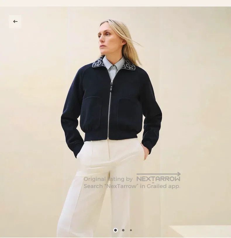 Hermes Hermes Deep blue cashmere coat with pig nose design Size XS / US 0-2 / IT 36-38 - 1 Thumbnail