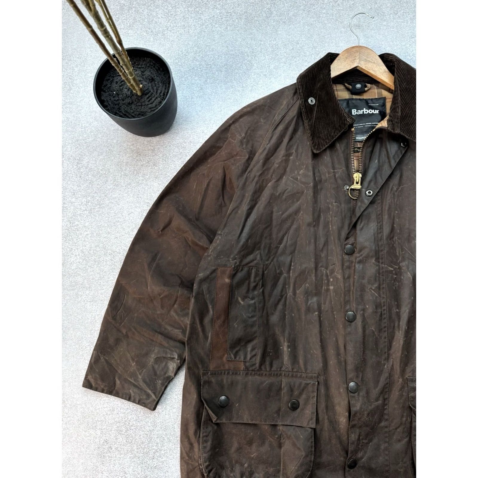 Barbour VINTAGE Barbour Beaufort Jacket Mens XL Brown Waxed Overcoat 90s Barbour Waxed England USA Retro Barbour 117 cm C46/Large Size US XL / EU 56 / 4 - 5 Thumbnail