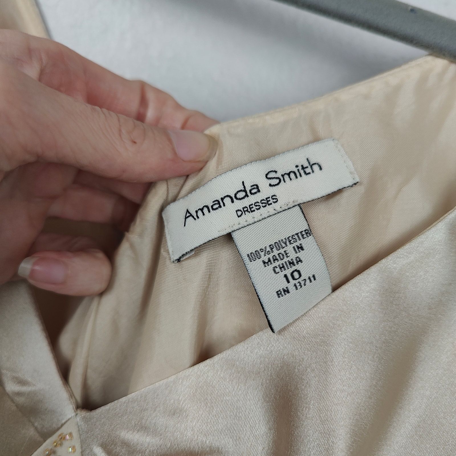 Other Vintage Y2K Amanda Smith Midi Dress Womens 10 Gold Satin Size L / US 10 / IT 46 - 4 Thumbnail