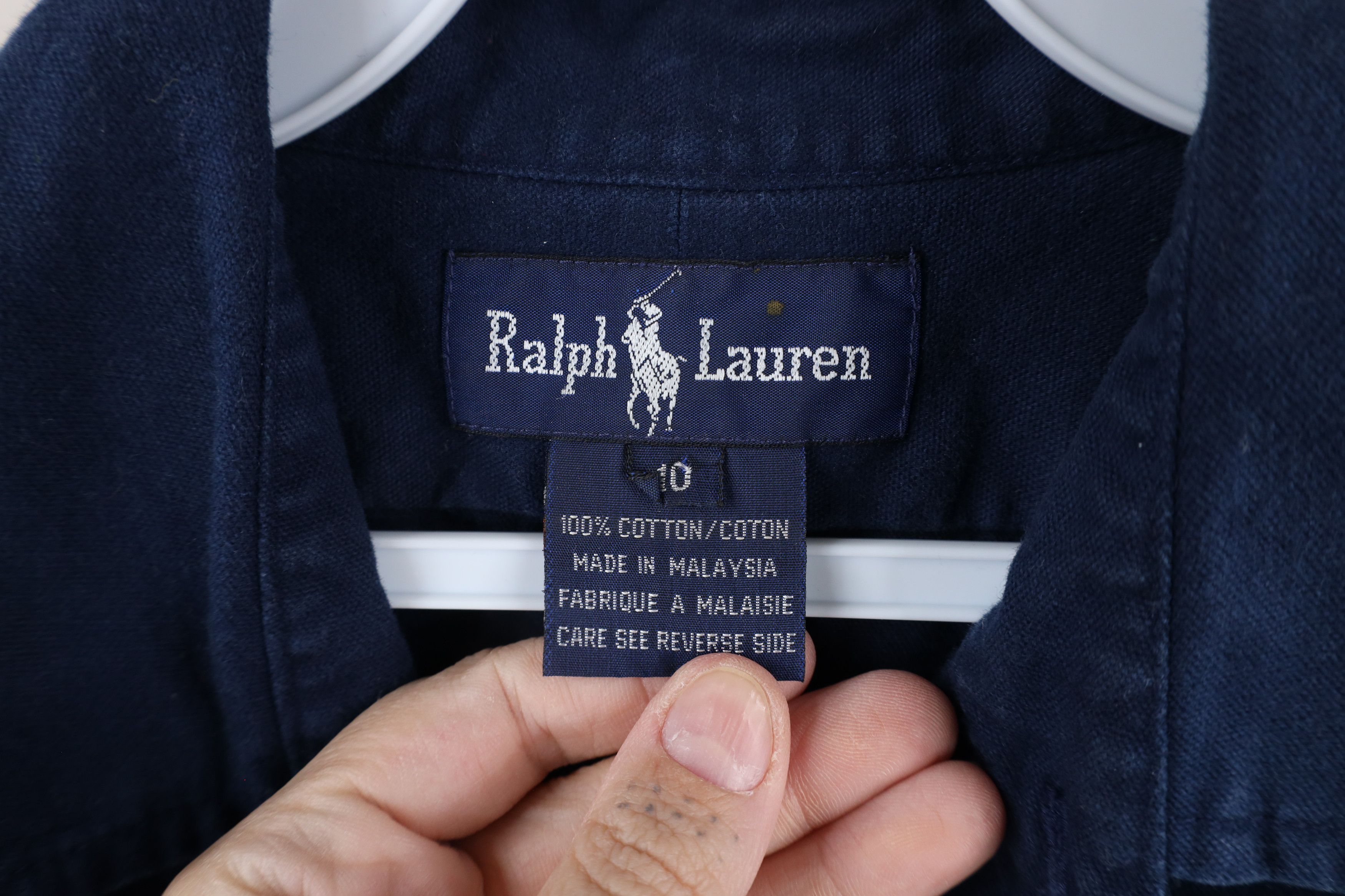 Ralph Lauren × Vintage Vintage 90s Ralph Lauren Collared Button Shirt Blue Cotton Size L / US 10 / IT 46 - 8 Thumbnail