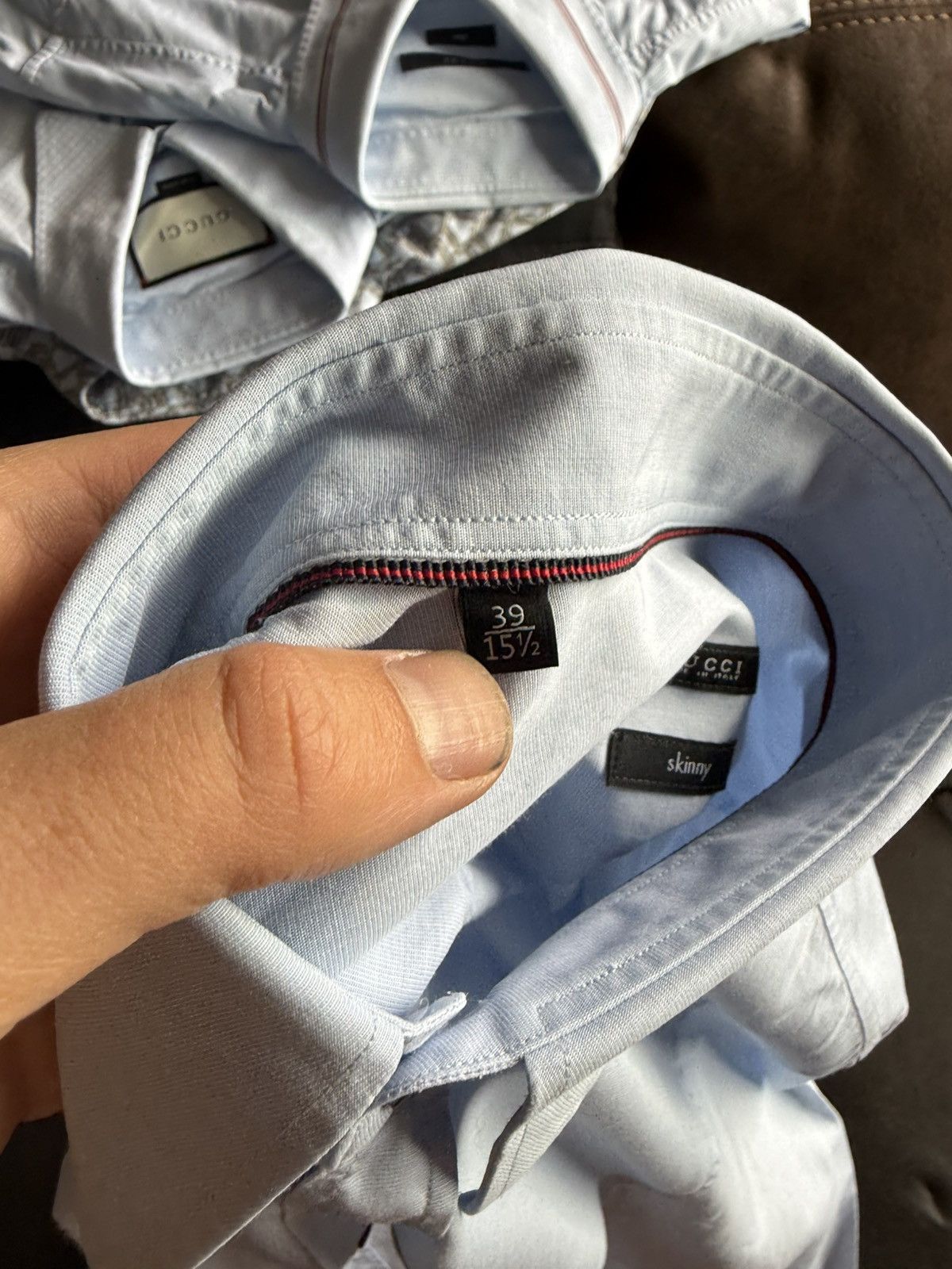 Gucci Light Blue Skinny Shirt with Pocket Size US M / EU 48-50 / 2 - 11 Thumbnail