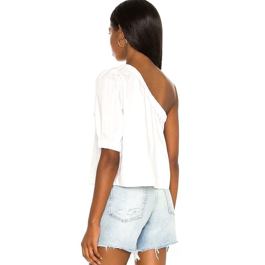 Rails Rails One Shoulder Puff Sleeve Top L White Cotton Poplin NWT Jayla Blouse Summer Womens Size L / US 10 / IT 46 - 3 Thumbnail