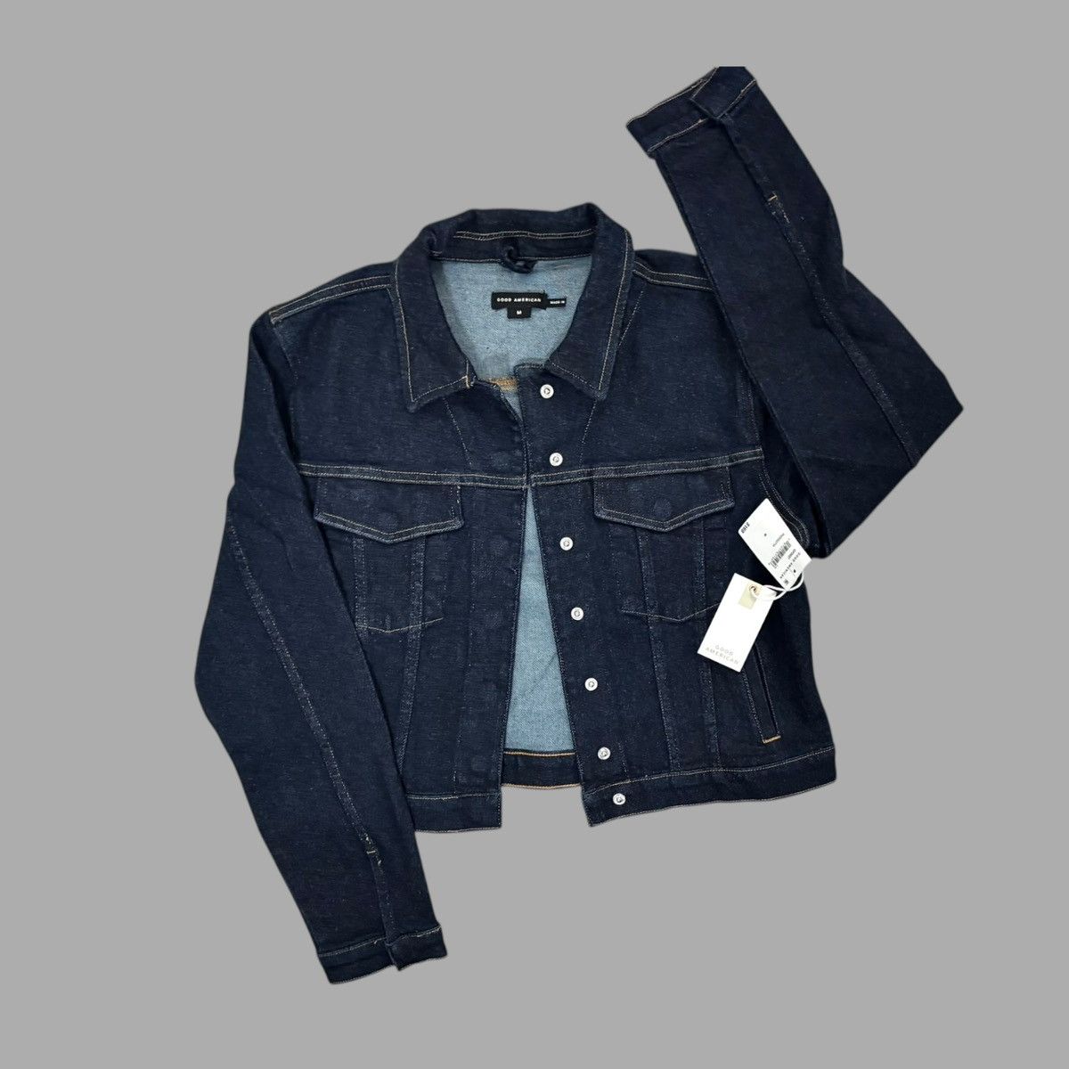 Good American Good American Women’s Jean Blue Stretch Crop Jacket Sz M Size M / US 6-8 / IT 42-44 - 15 Thumbnail