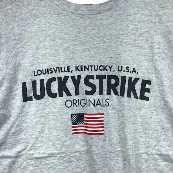 Vintage Vtg LUCKY STRIKE USA Racing Team Flag Tee Shirt Motorsports Size US M / EU 48-50 / 2 - 4 Thumbnail