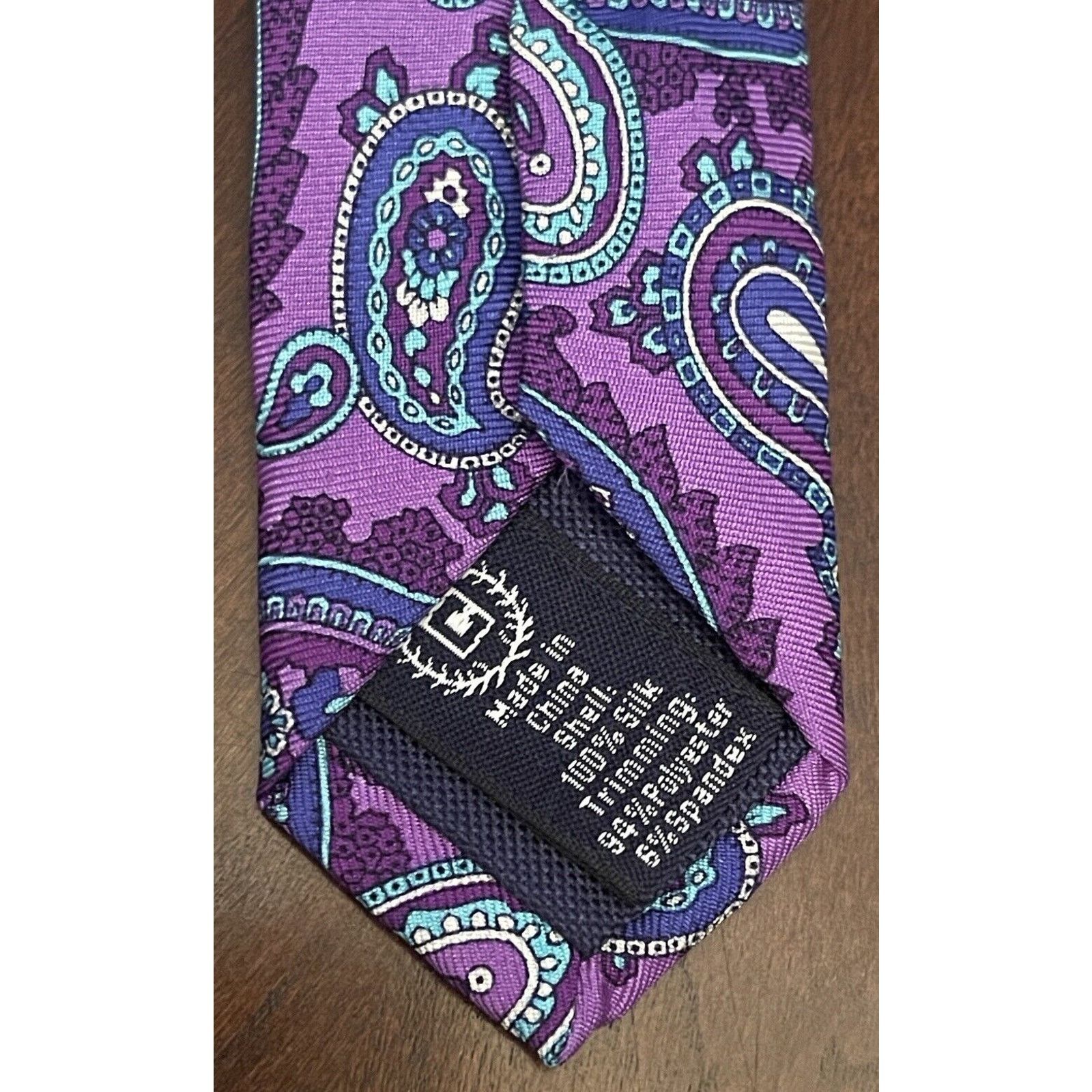 Chaps Chaps Purple Blue 100% Silk Men’s Neck Tie Made In China Size ONE SIZE - 7 Thumbnail