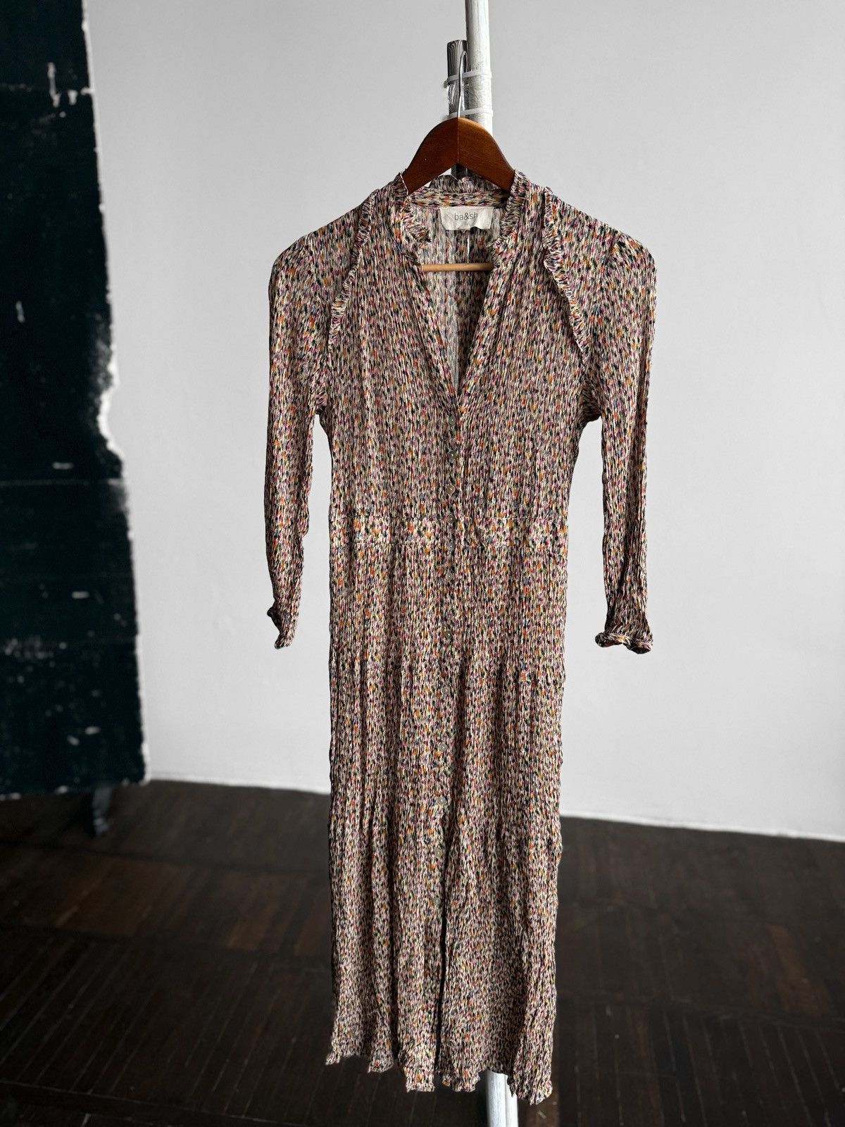 ba&sh Ba&Sh Womens Floral Midi Dress Boho Long Sleeve V-Neck Size S / US 4 / IT 40 - 4 Thumbnail