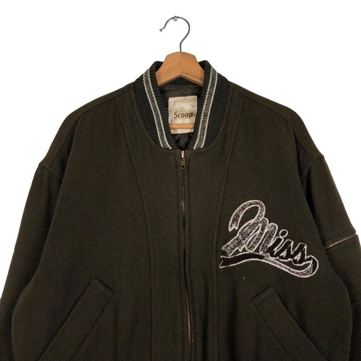 Japanese Brand 🔥VINTAGE WOOL BOMBER JACKET SCOOP SPELL OUT ISSEY MIYAKE Size US M / EU 48-50 / 2 - 5 Thumbnail
