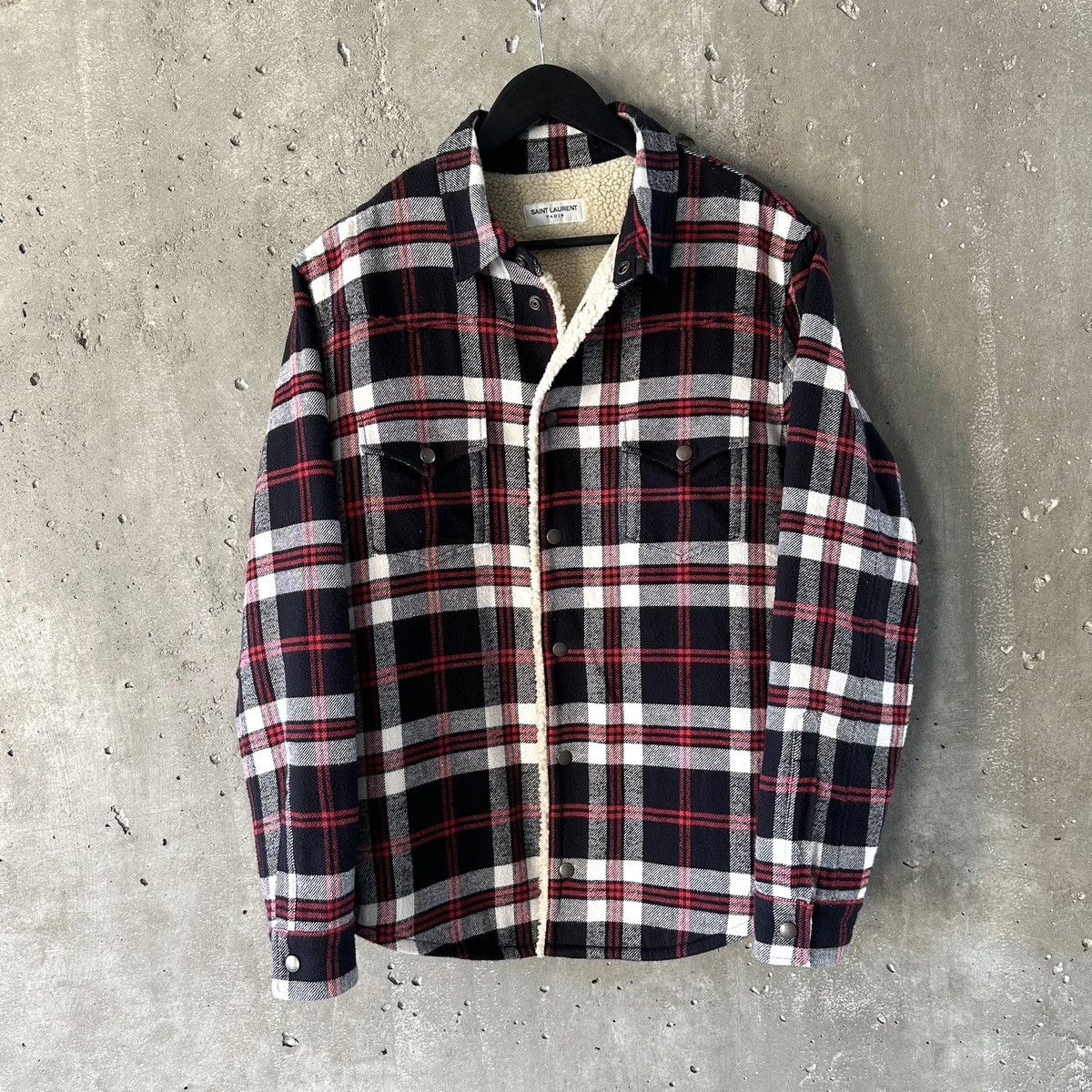 Saint Laurent Paris FW21 Plaid Sherpa Lined Flannel Size US XL / EU 56 / 4 - 1 Thumbnail