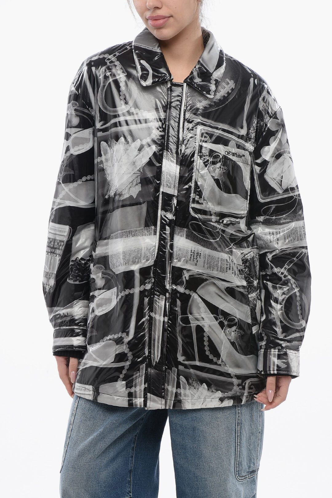 Off-White og1mm1125 Printed Nylon Xray Padded Windbreaker Jacket Size S / US 4 / IT 40 - 1 Thumbnail