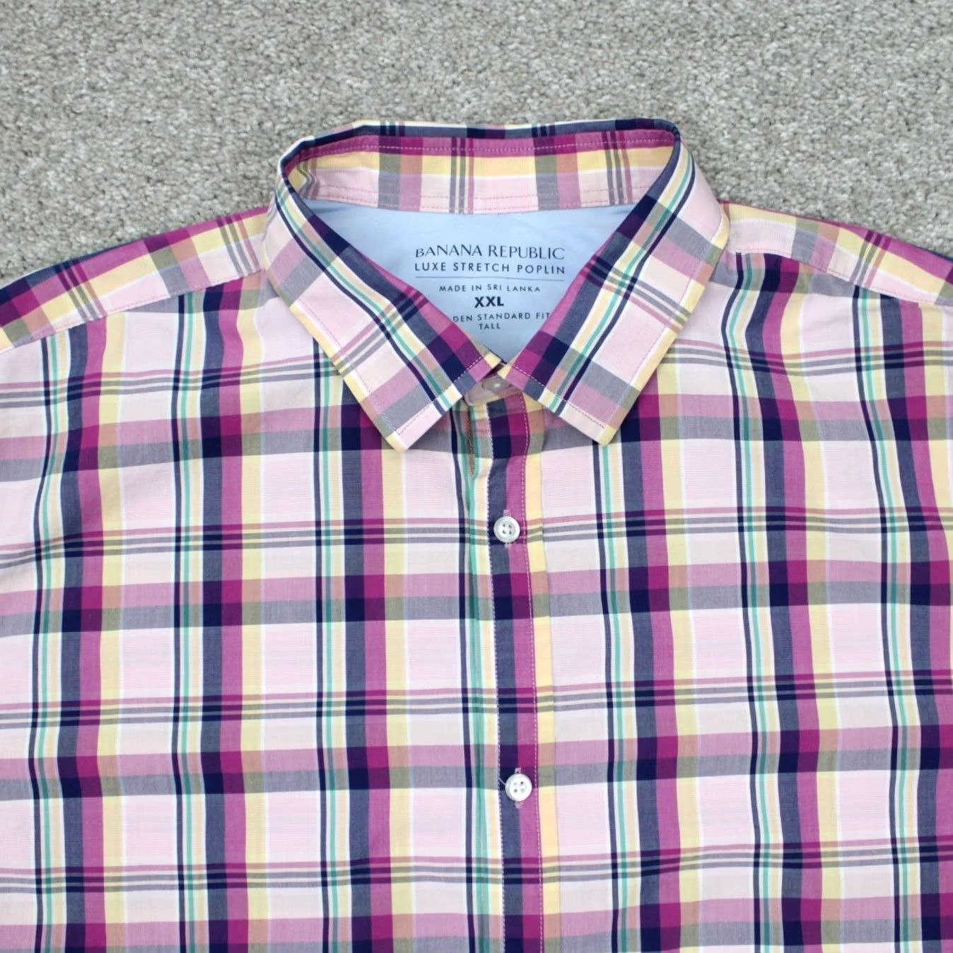 Banana Republic Banana Republic shirt Mens 2XL Luxe Stretch Poplin Camden Regular Button-Up Blue Purple Check Long Sleeve Casual Formal Workwear 2XL Mens Size US XXL / EU 58 / 5 - 6 Thumbnail
