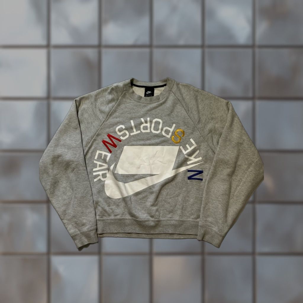 Nike Nike Sportswear NSW Block Swoosh Logo Heather Gray French Terry Crewneck Pullover Sweatshirt S Mens Small Size US S / EU 44-46 / 1 - 1 Thumbnail