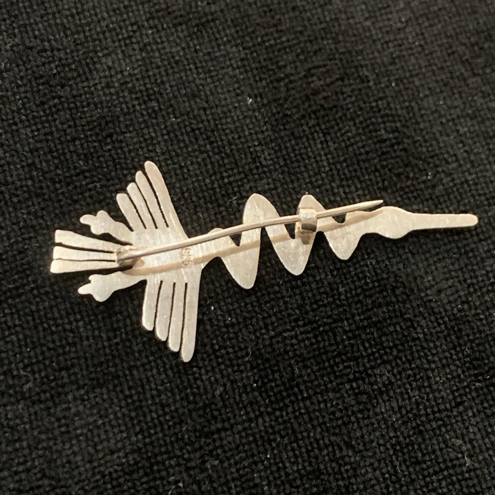 The Unbranded Brand Vintage Nazca Lines Pelican “Alcatraz” Bird 925 Brooch Pin Size ONE SIZE - 6 Thumbnail