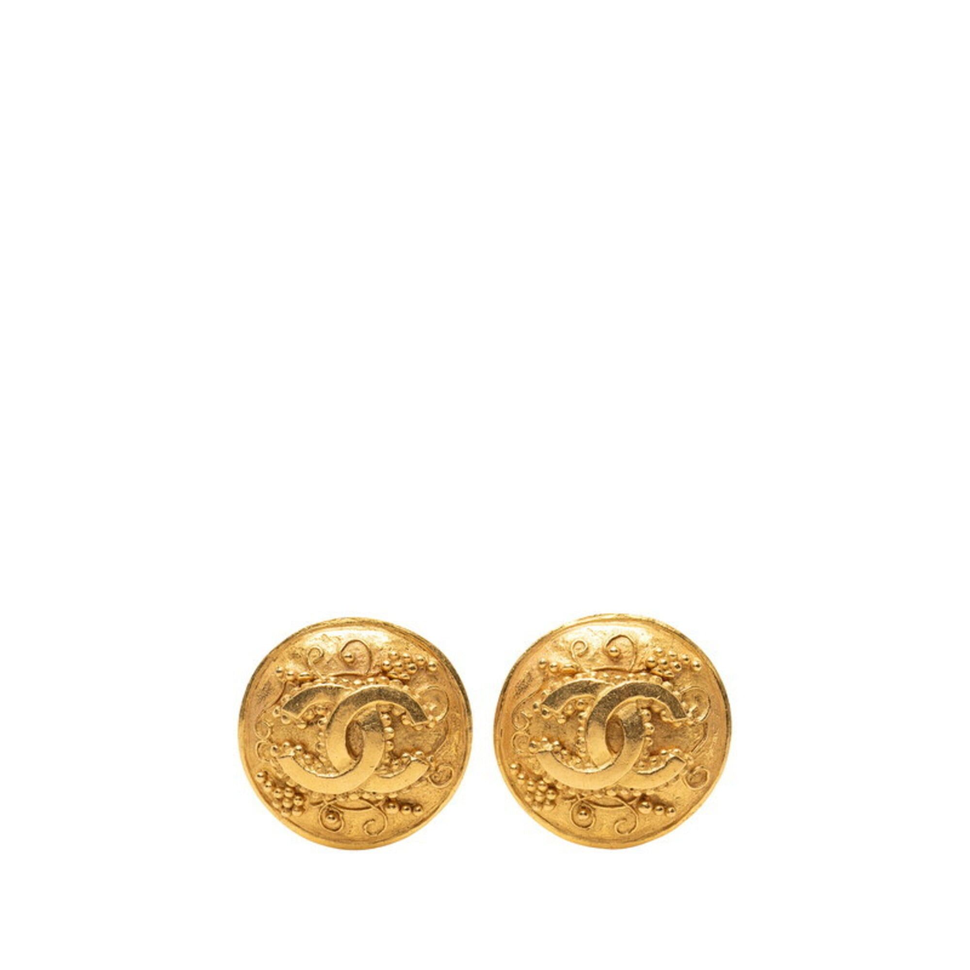 Chanel Chanel Coco Mark Round Earrings, 96A Stamp, Vintage Gold Plated, Women's CHANEL Size ONE SIZE - 1 Thumbnail