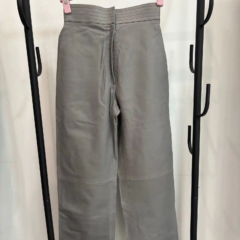 Versace Versace Women's Light Gray Leather Casual Pants 0089 Size 23" - 1 Thumbnail