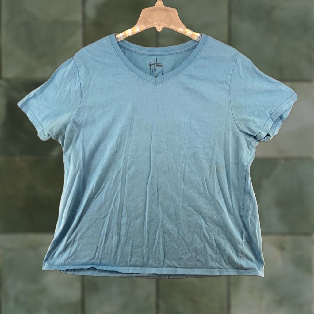 Guy Harvey Guy Harvey Shirt Womens 2XL Blue TShirt V-Neck Short Sleeve Cotton Blend Jersey Tropical Classic Size XXL / US 16-18 / IT 52-54 - 1 Thumbnail