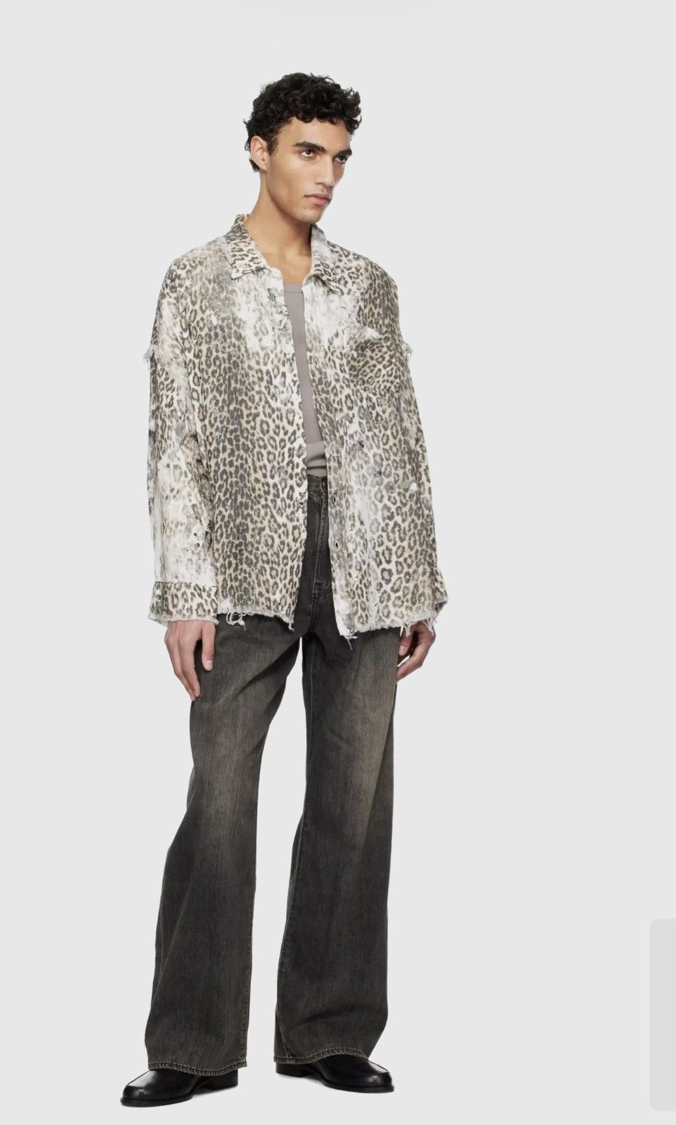 R13 Shredded Seam Drop Neck Shirt Leopard XS Size US XS / EU 42 / 0 - 4 Thumbnail