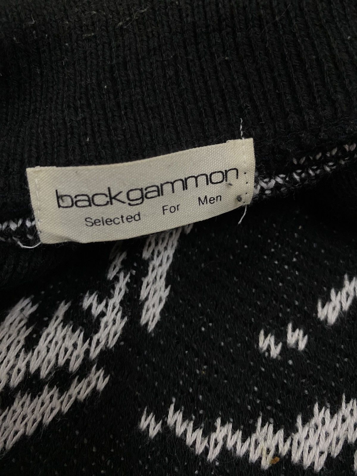 Japanese Brand Vintage Backgammon Polo Knitwear Black White Size US L / EU 52-54 / 3 - 7 Thumbnail