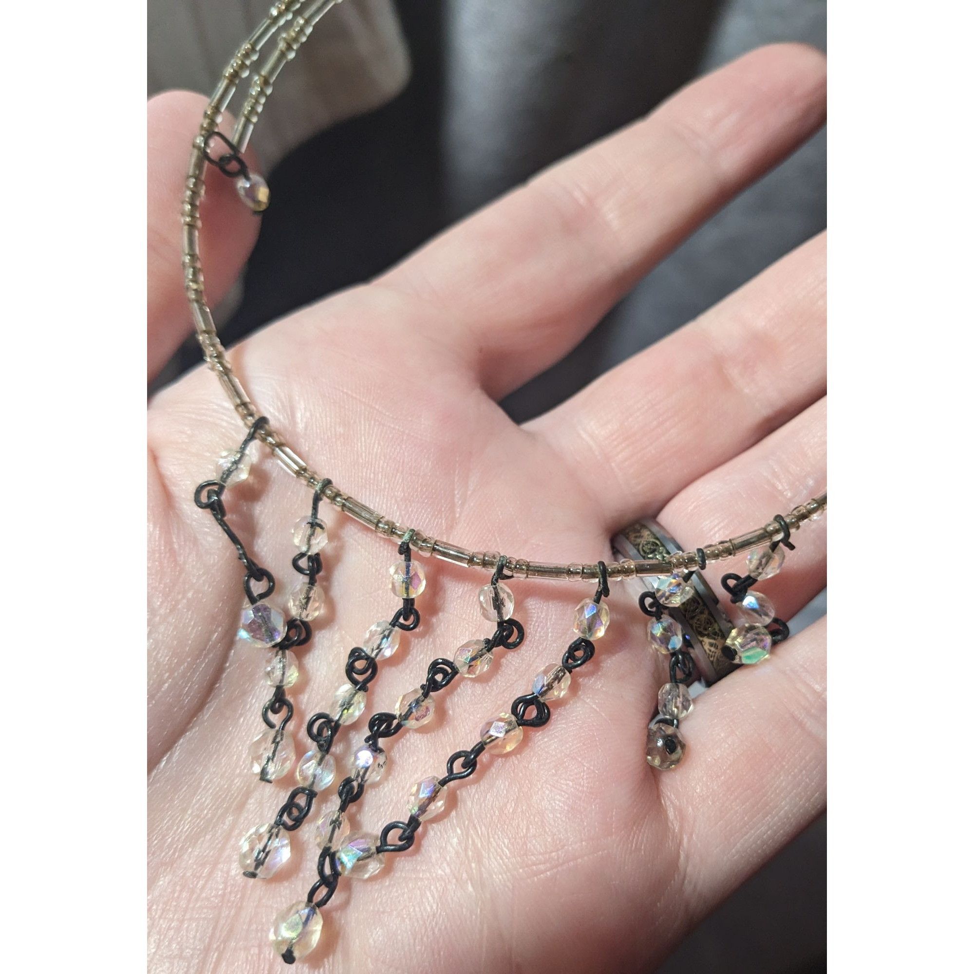 Other Y2K Style Aurora Borealis Beaded Fringe Coil Necklace Size ONE SIZE - 8 Thumbnail