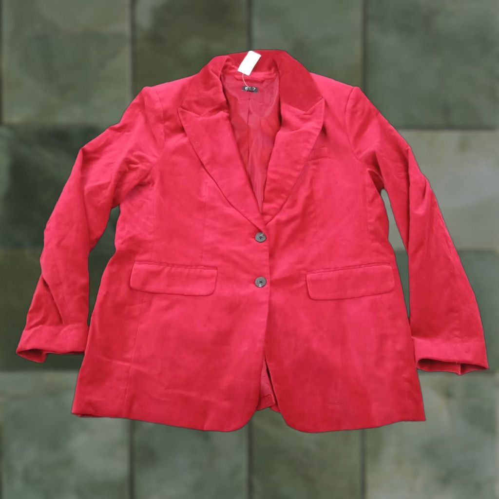 Gap Gap Blazer Women's Extra Large Red Velour Jacket with Shoulder Pads and Stretch Size XL / US 12-14 / IT 48-50 - 1 Thumbnail