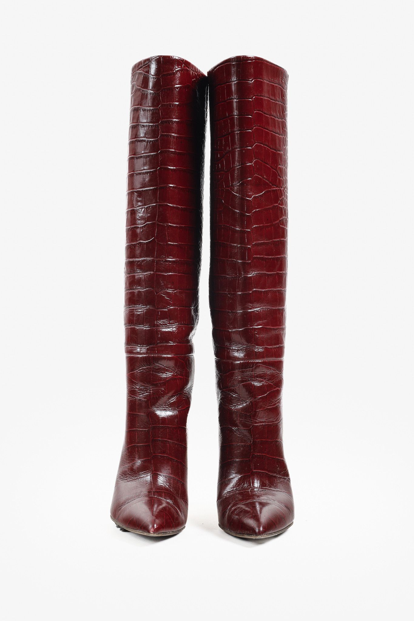 Paris Texas Paris Texas Burgundy Crocodile Embossed Boots Size US 6.5 / IT 36.5 - 2 Thumbnail