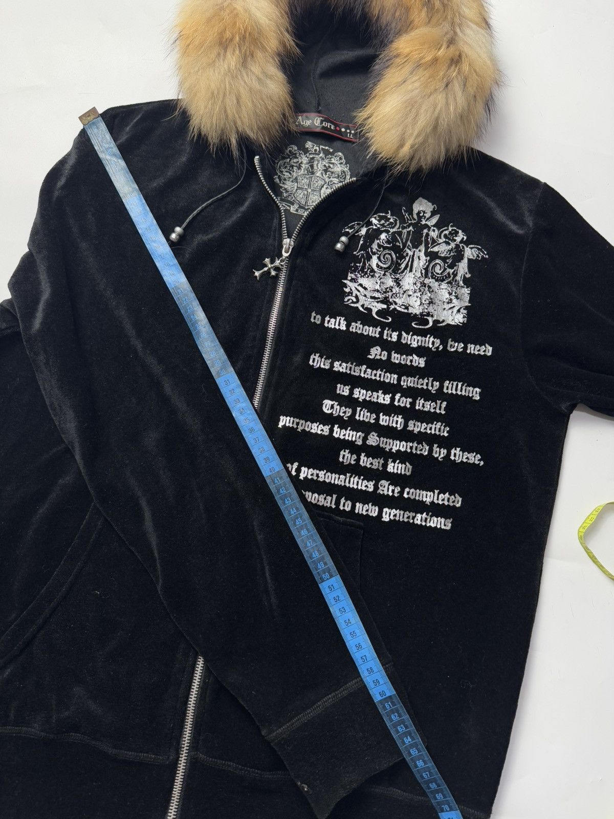 Hysteric Glamour × Japanese Brand × Le Grande Bleu (L.G.B.) Age Core Crosses Poem Velvet Hoodie Ifsix Lgb Styled Size US L / EU 52-54 / 3 - 9 Thumbnail