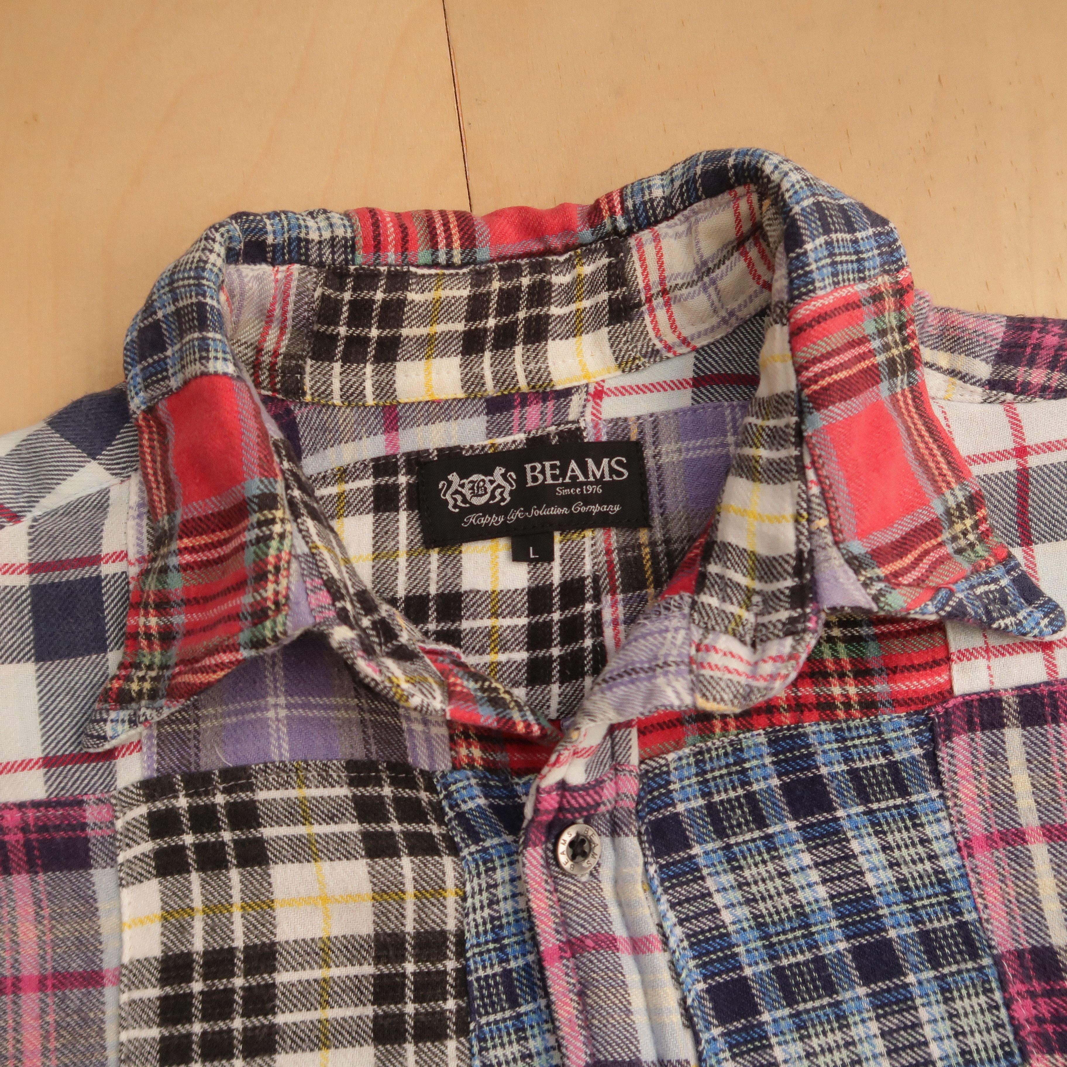 Beams Plus 1990s Beams Kingdom Patchwork Rebuild Shirt Flannel Needles Size US L / EU 52-54 / 3 - 5 Thumbnail