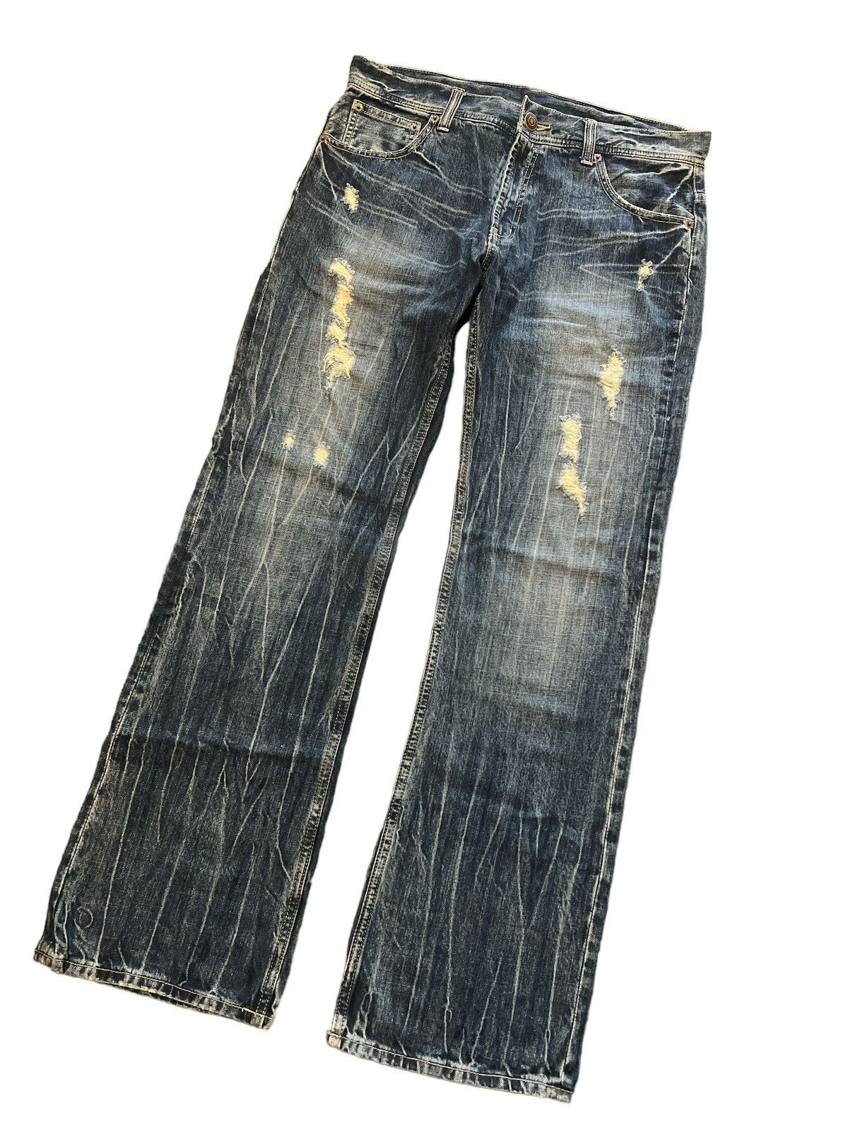 Japanese Brand FLARED💥UNKNOW JAPANES BRAND RIPPED DISTRESSED DENIM PANT Size US 33 - 5 Thumbnail