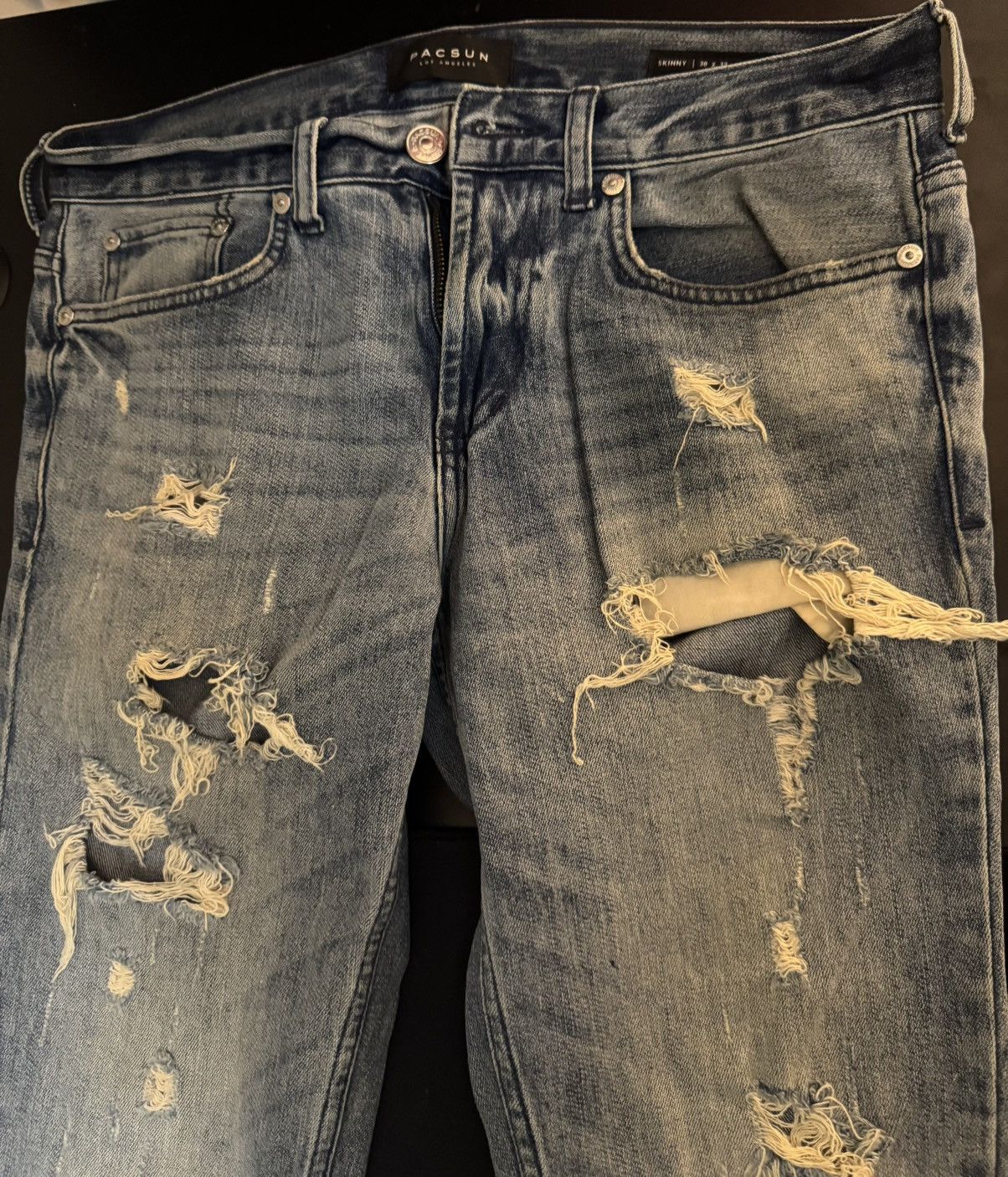Vintage Men Blue Ripped Skinny Jeans Size US 30 / EU 46 - 6 Thumbnail