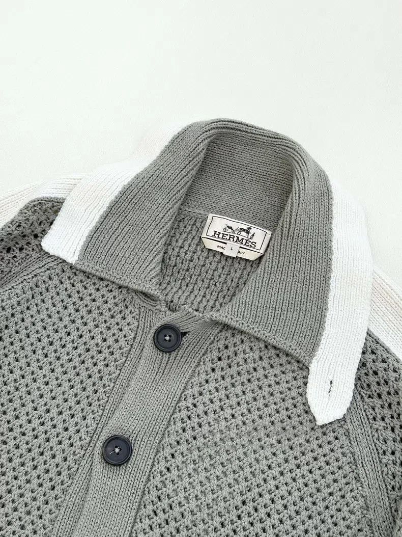 Hermes Hermes Color-block polo neck knitted long-sleeve sweater, Size US L / EU 52-54 / 3 - 4 Thumbnail