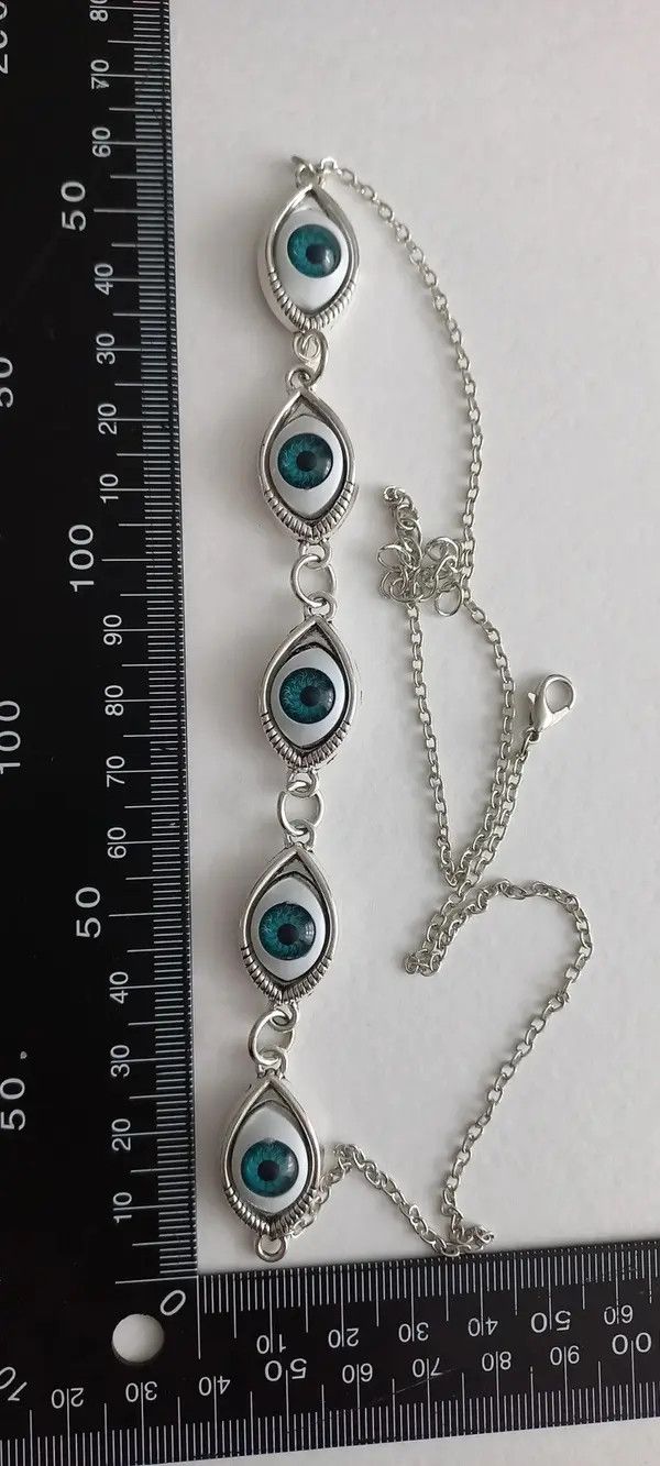 VIBE Streetwear Eye Trippy Evil Jewerly Necklace Chain Art Silver Size ONE SIZE - 8 Thumbnail