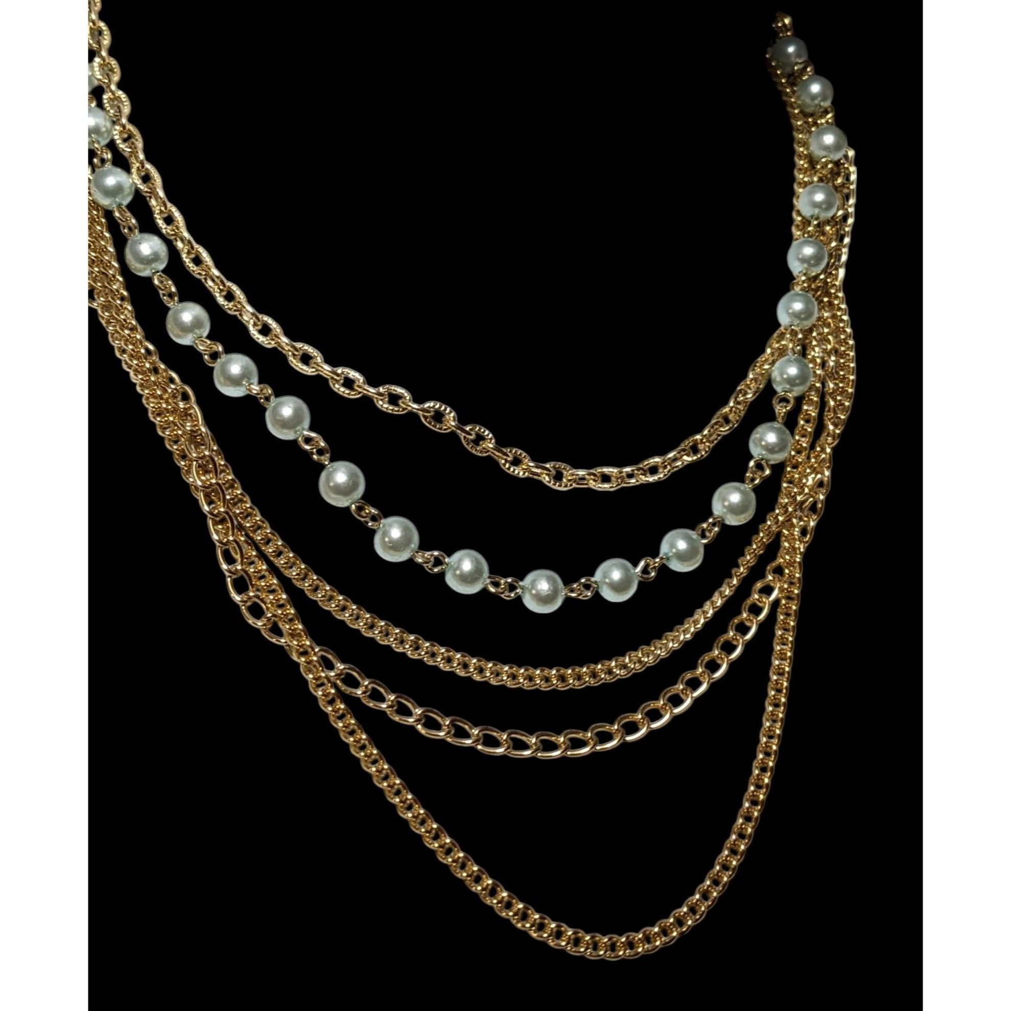 Other Vintage Pastel Blue And Gold Multilayer Necklace Size ONE SIZE - 3 Thumbnail