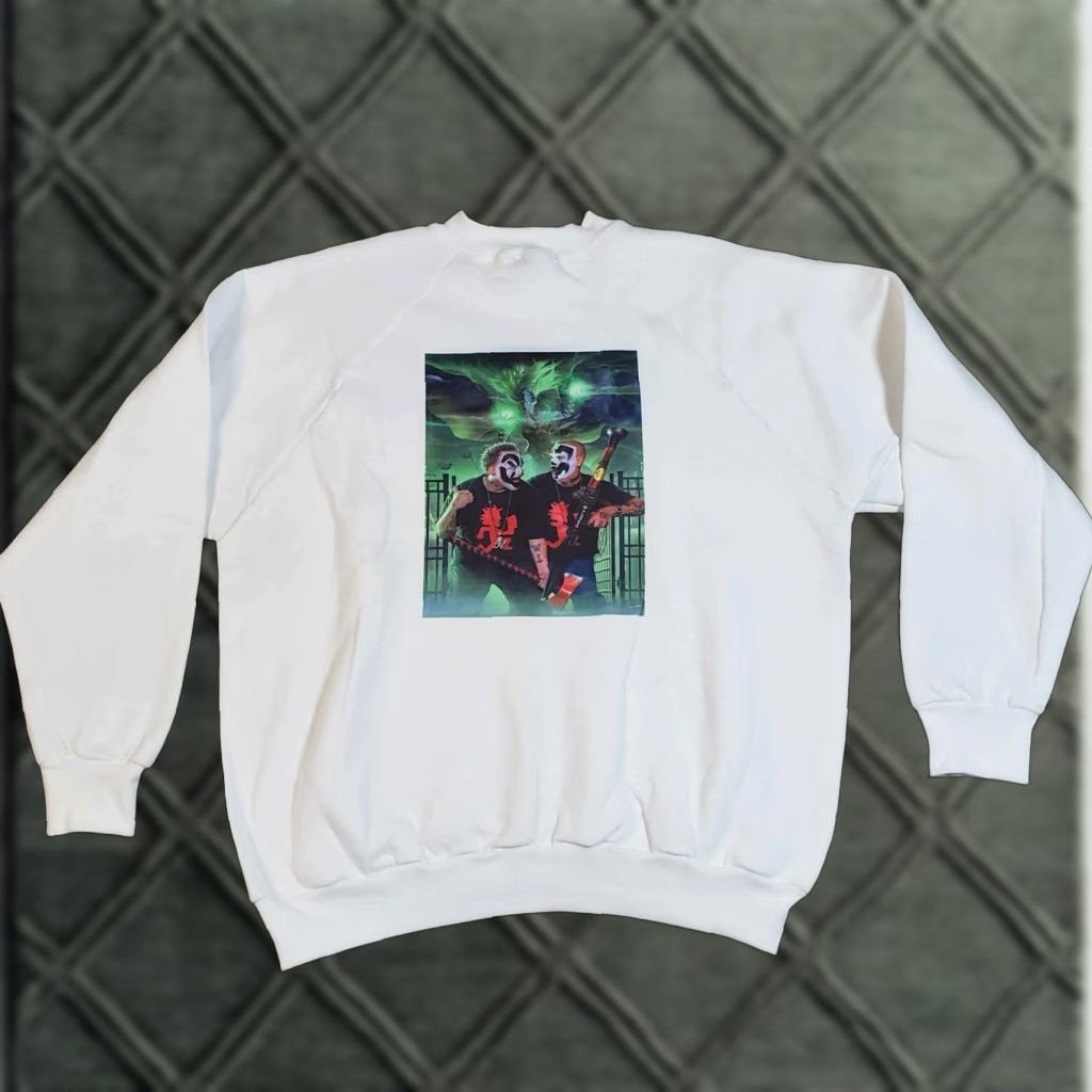 Fruit Of The Loom VINTAGE Fruit of the Loom ICP Crew Neck Sweater L White Unisex Adults Graphic 90s Juggalos Logo Knit Size US L / EU 52-54 / 3 - 1 Thumbnail