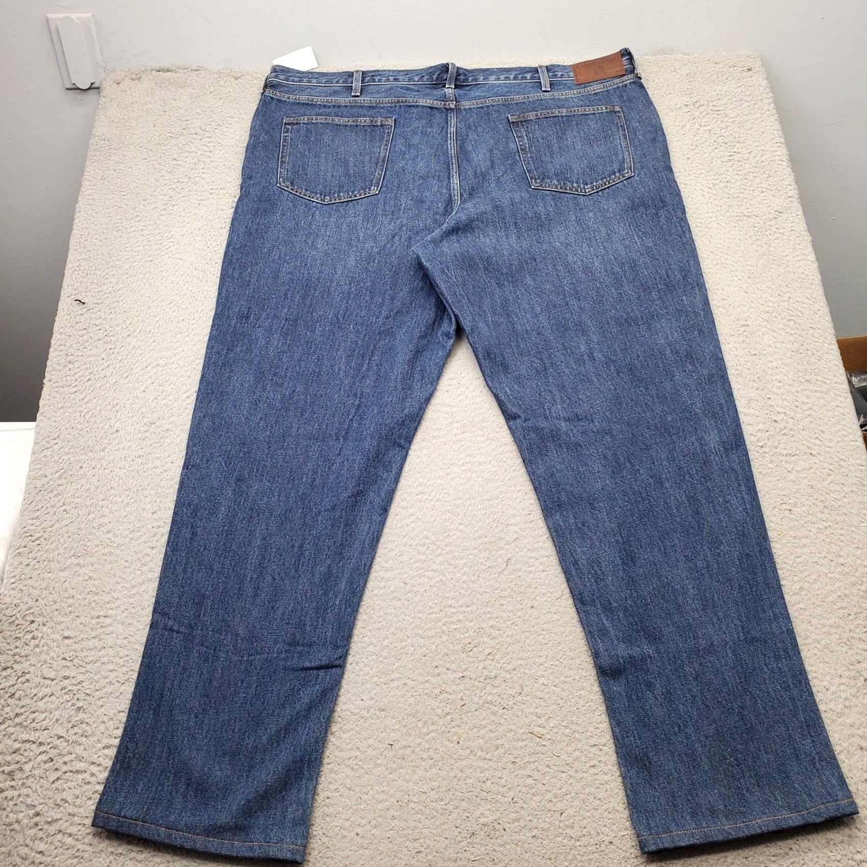 Lands' End Lands' End Jeans Mens 46 Blue Denim Straight Leg Regular High Waist 100% Cotton Pockets Belt 33.25 Inseam 43.75 Outseam Vintage No Size US 30 / EU 46 - 2 Thumbnail