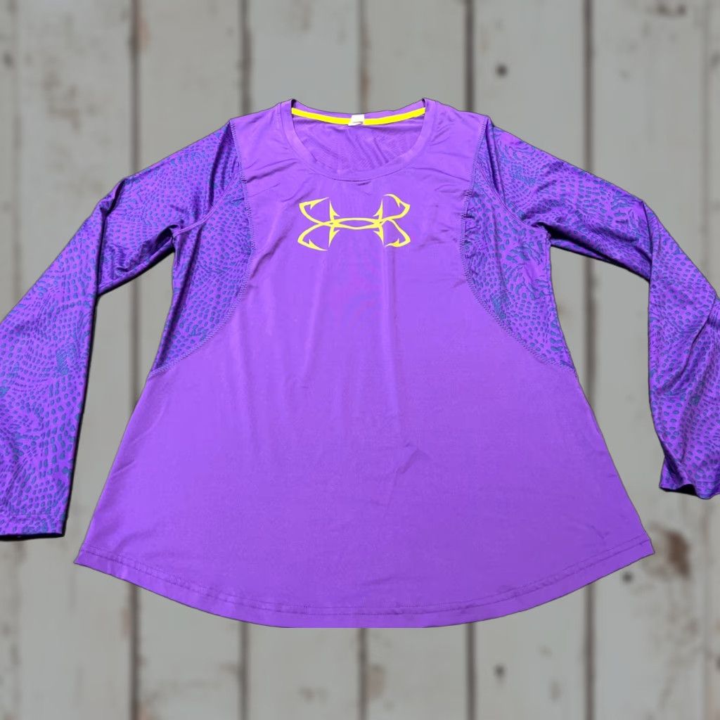 Under Armour UNDER ARMOUR Women's Long Sleeve Purple Printed Fishing T-Shirt Large Activewear Size L / US 10 / IT 46 - 1 Thumbnail